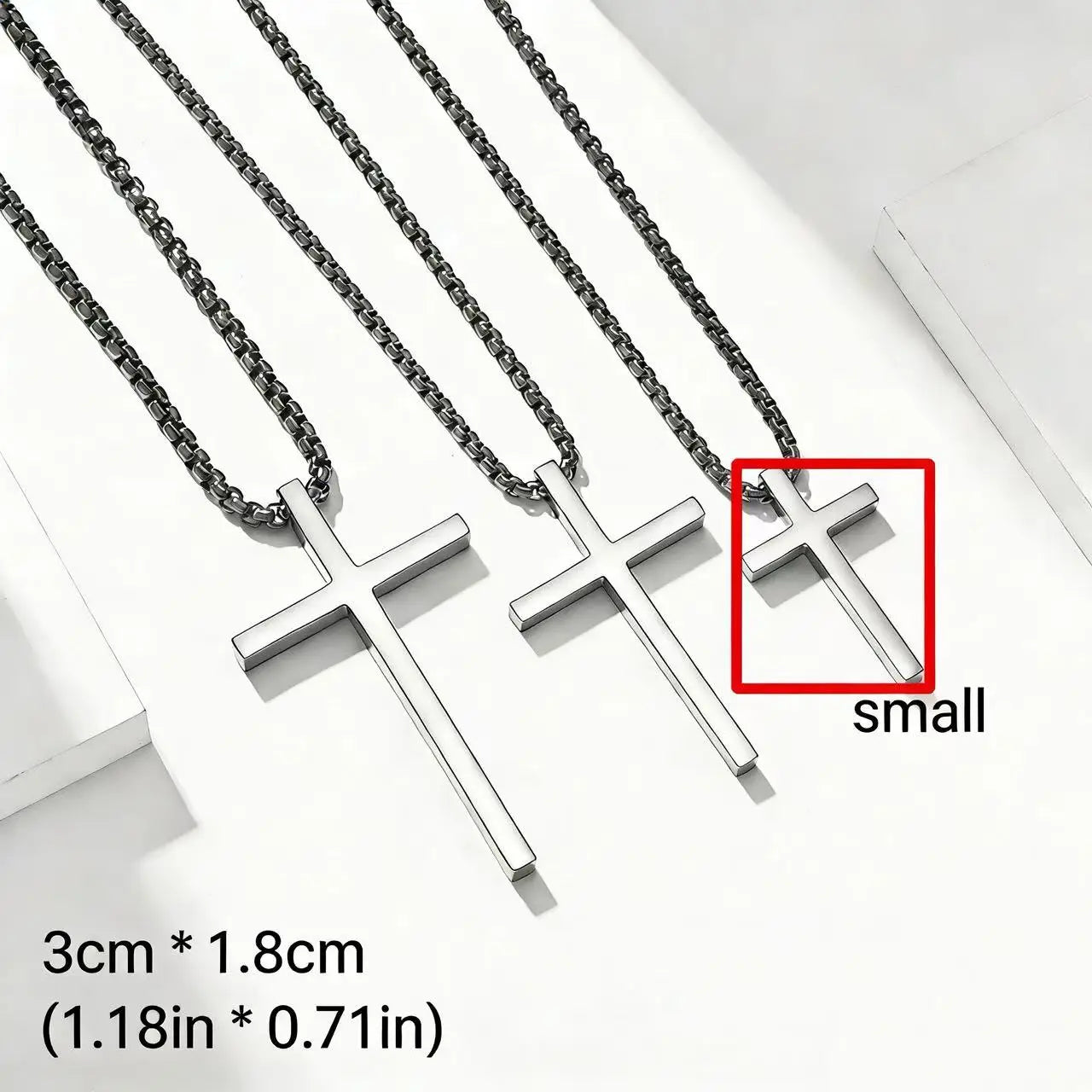 HNSP 316L Stainless Steel Cross Pendant Chain Necklace For Men Unisex Simple Style Large Medium Small Size Waterproof Jewelry