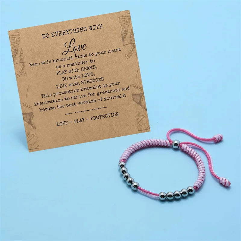 Golf Counting Braided Bracelet Silver Black Hematite Beads Adjustable Hand Rope Bracelets for Women Men Son Inspire Jewelry