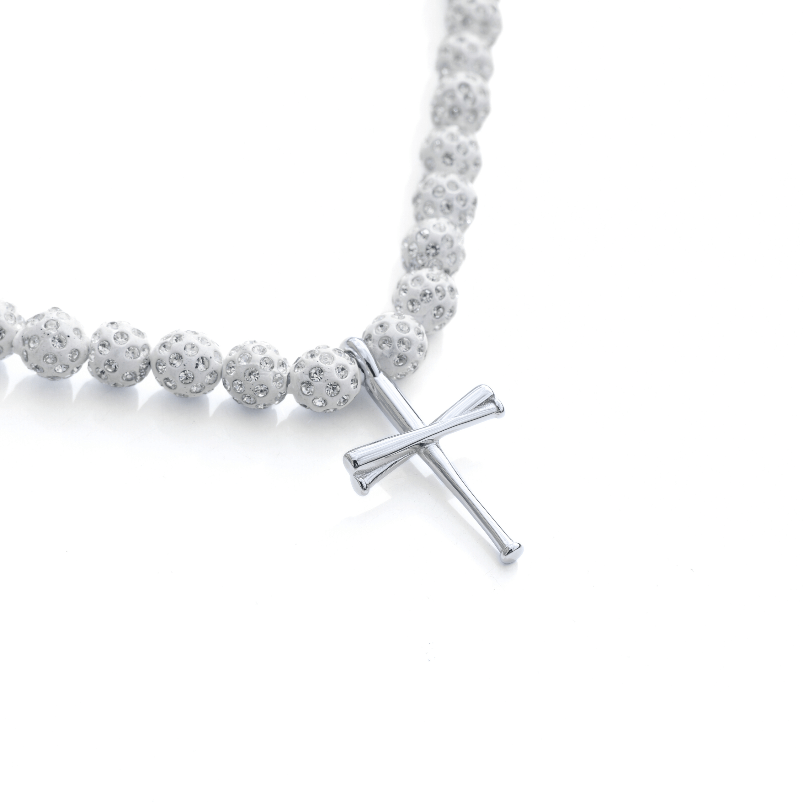 Lavender Haze Iced Out Baseball Bead Necklace | Black & Purple