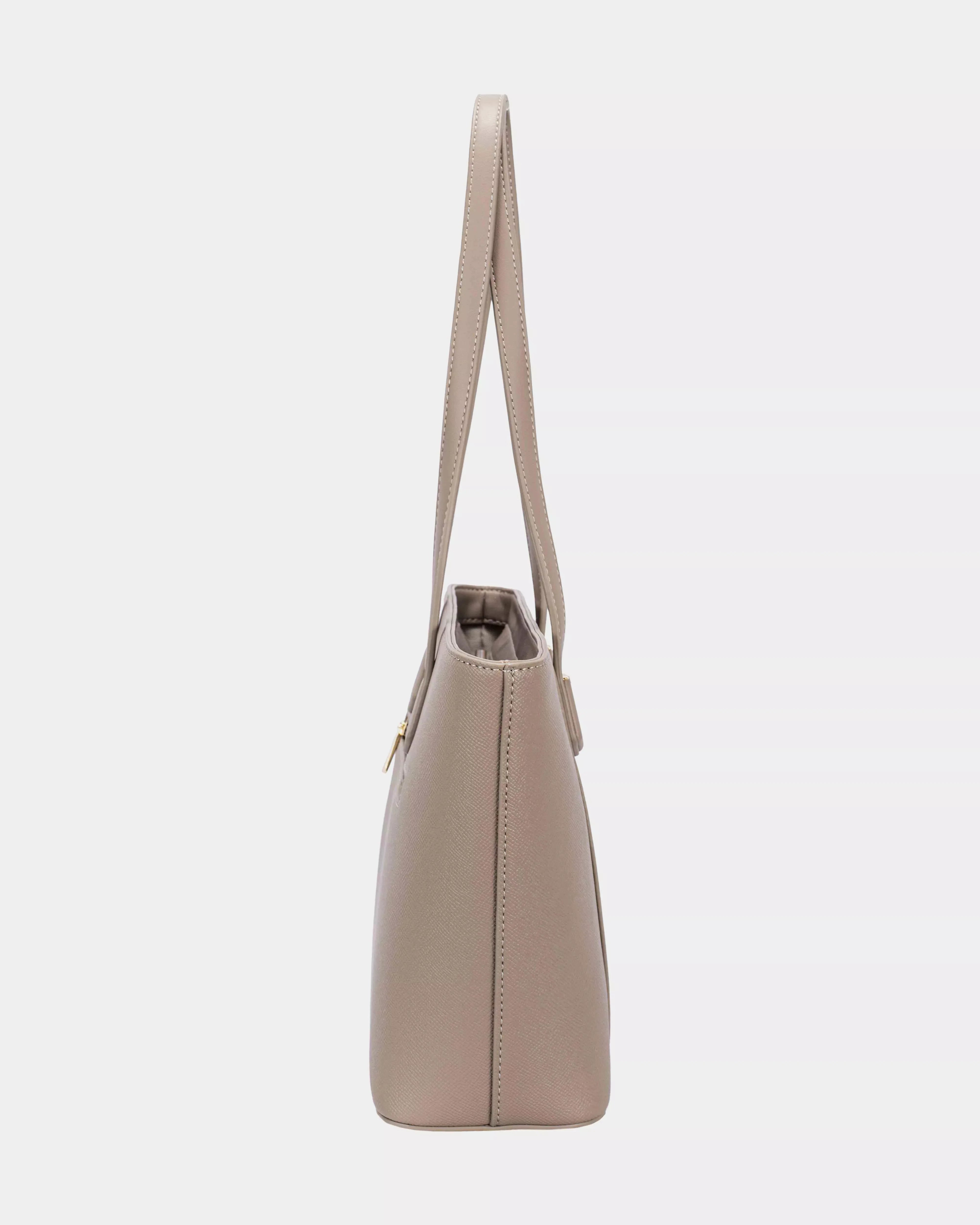 David Jones Leather Tote Bag with Gold Hardware