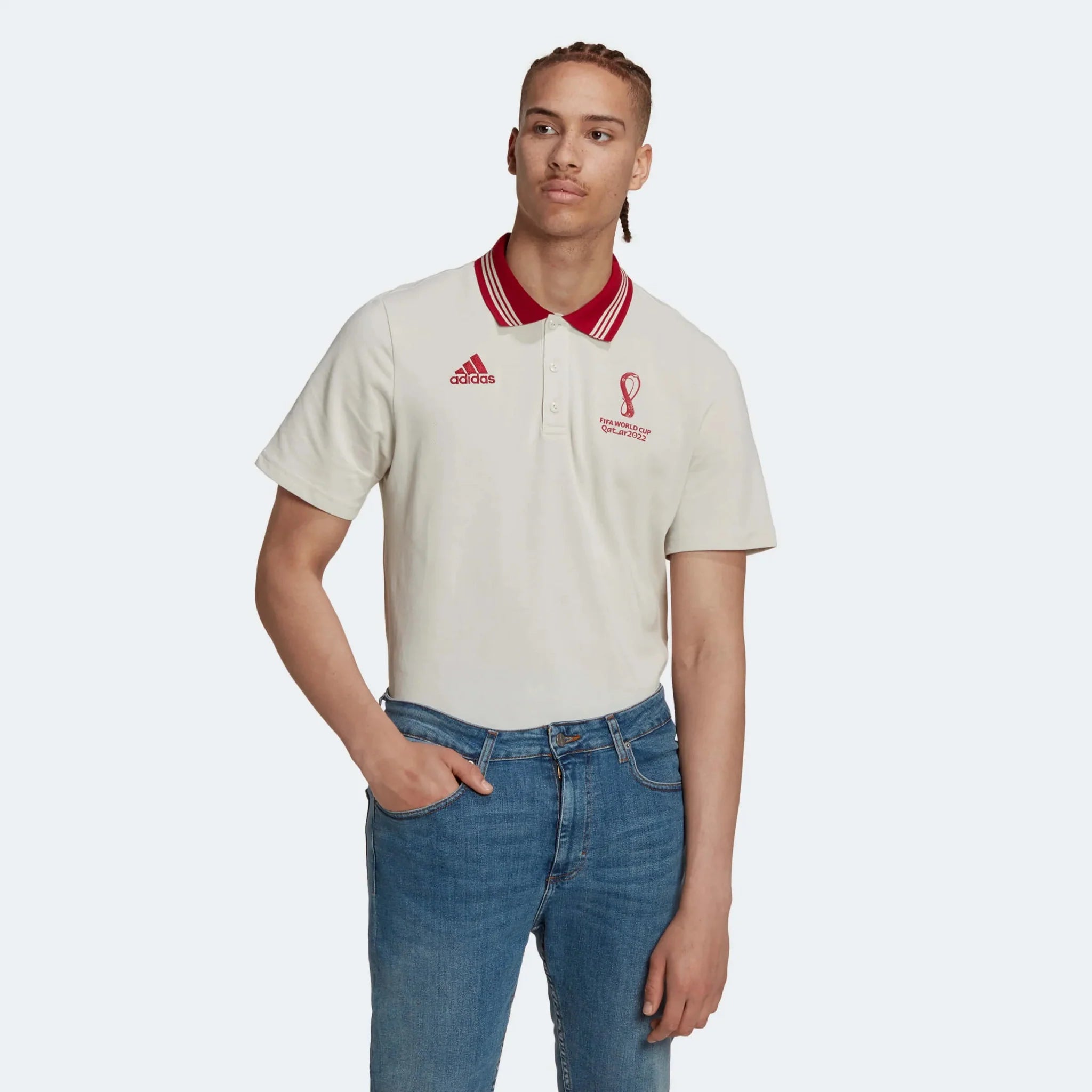 adidas 2022 FIFA World Cup Official Emblem Polo Shirt - Talc