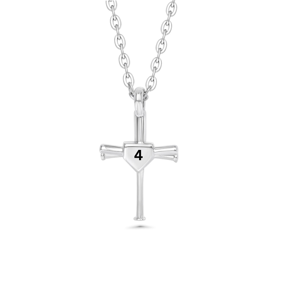 Custom Numbered Baseball Bat Cross Necklace | Stainless Steel