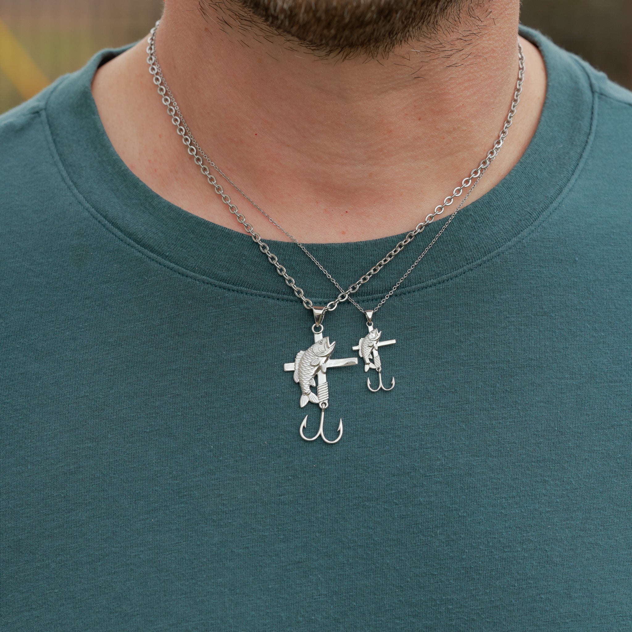 Fishing Hook Cross Necklace