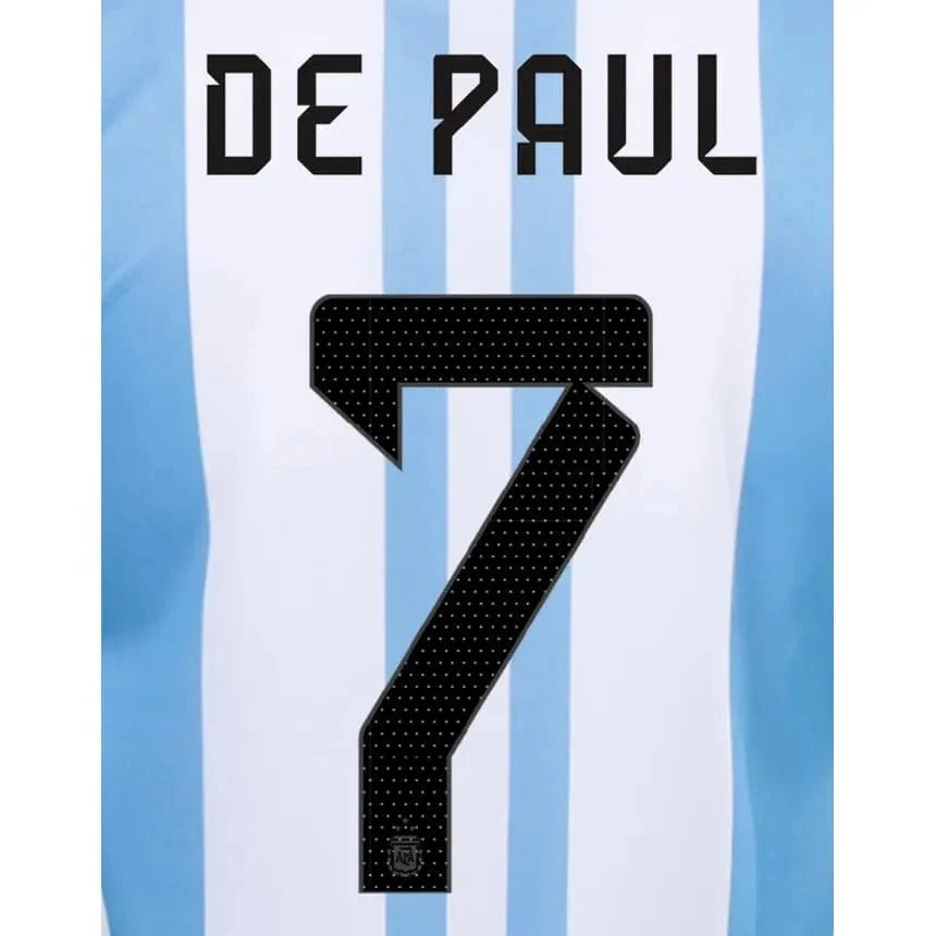 Argentina 2022-23 Home De Paul #7 Jersey Name Set