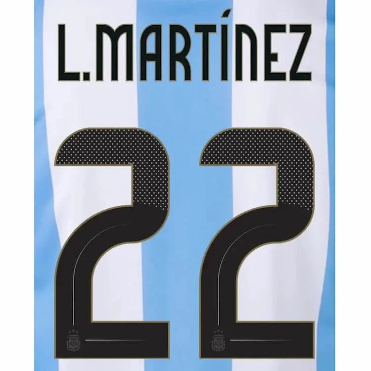 Argentina 2024/25 Home L. Martinez #22 Youth Jersey Name Set