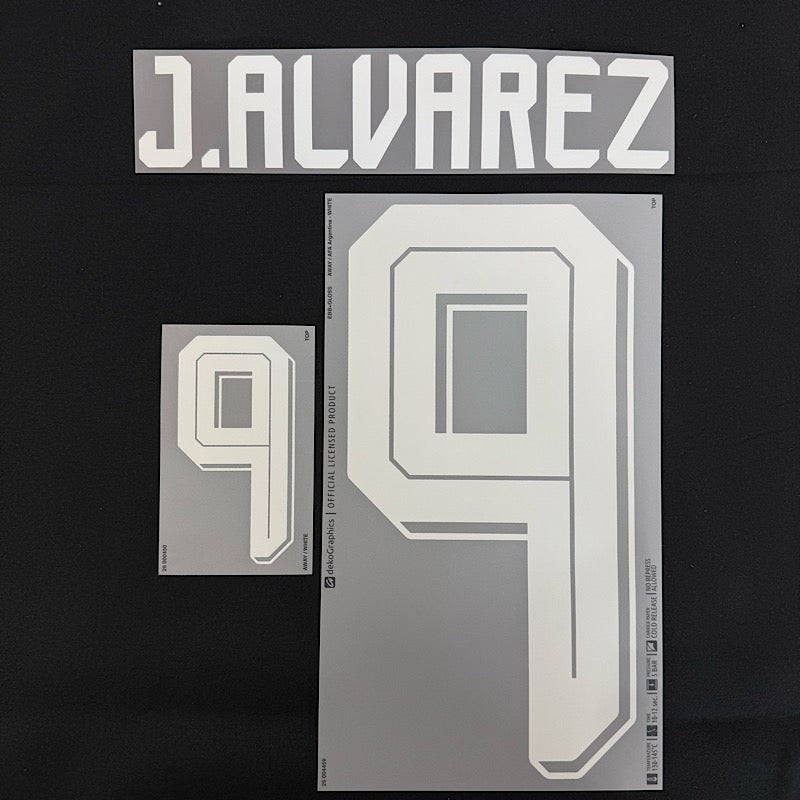Argentina 2026- Away J. ALVAREZ #9 Official Name Set