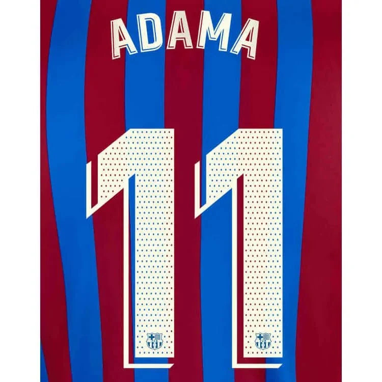 Barcelona 2021/22 Home Adama #11 Jersey Name Set