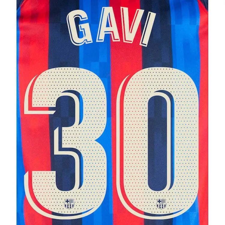 Barcelona 2022/23 Home Gavi #30 Jersey Name Set