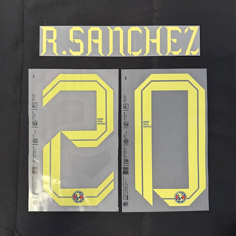 Club America 2024-25 Away R. SANCHEZ #20 Official Name Set