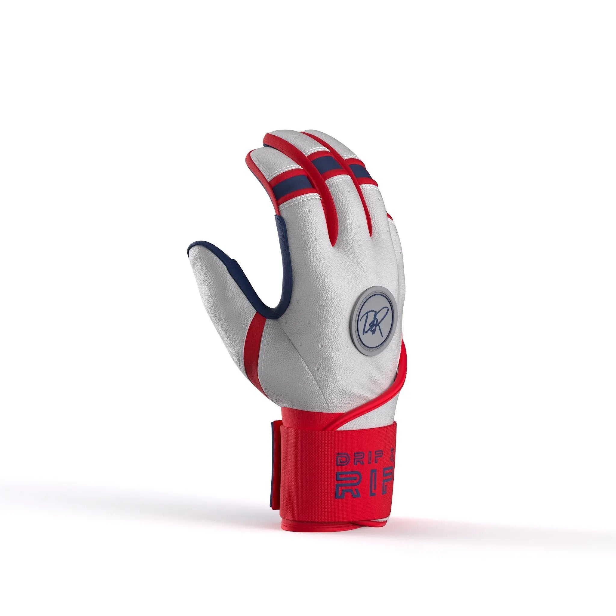 Drip & Rip™ "Baller" Series Premium Leather Long Cuff Batting Glove Flags
