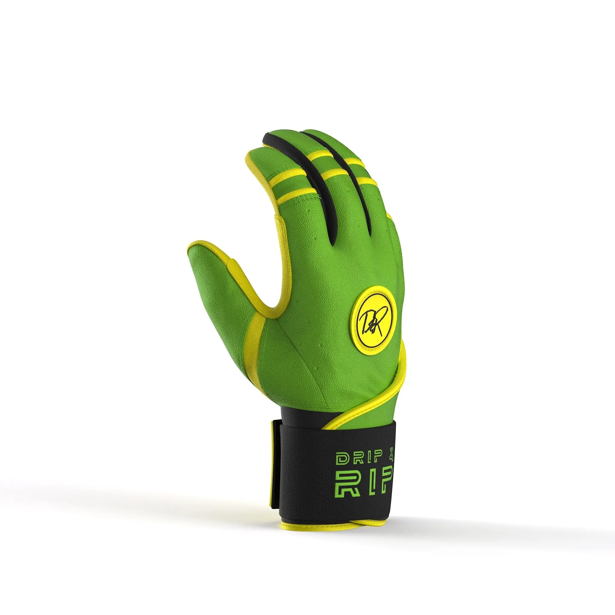 Drip & Rip™ 'Baller' Series Premium Leather Long Cuff Batting Glove Limelight