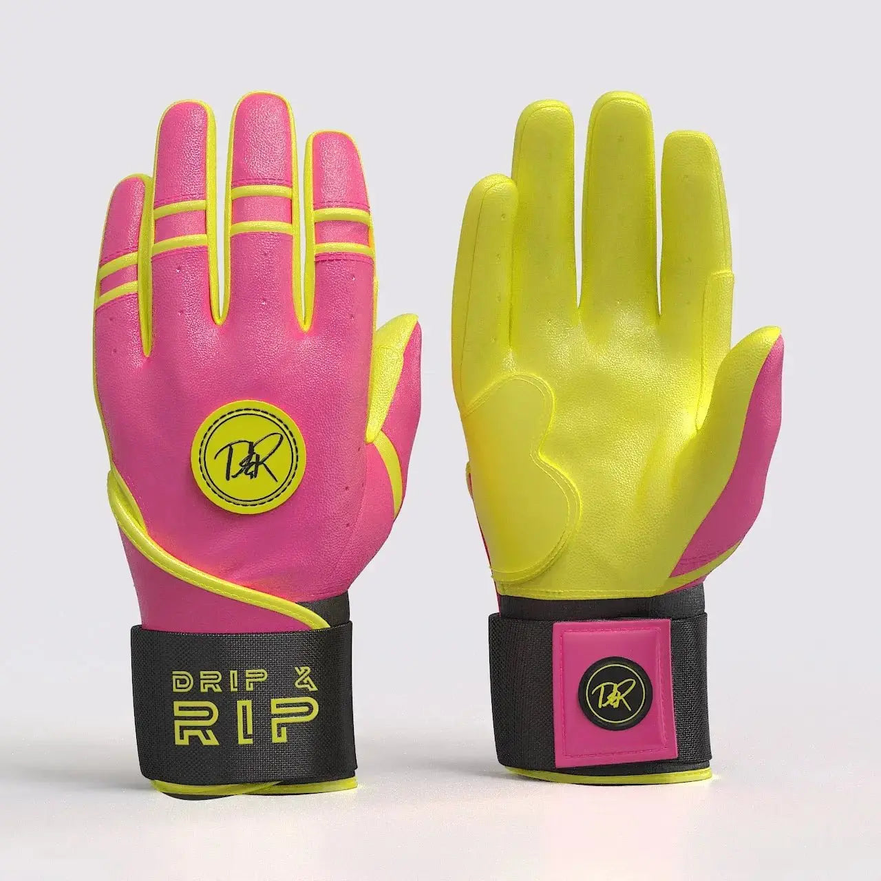 Drip & Rip™ 'Baller' Series Premium Leather Long Cuff Batting Glove Pink Lemonade