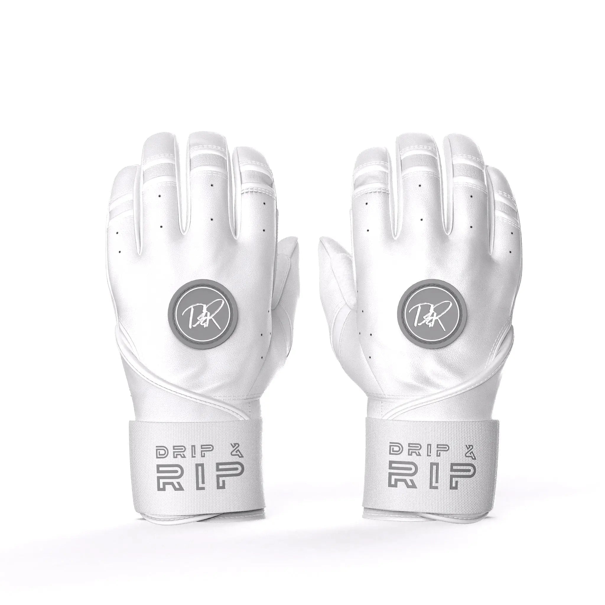 Drip & Rip™ "Baller" Series Premium Leather Long Cuff Batting Gloves Specter