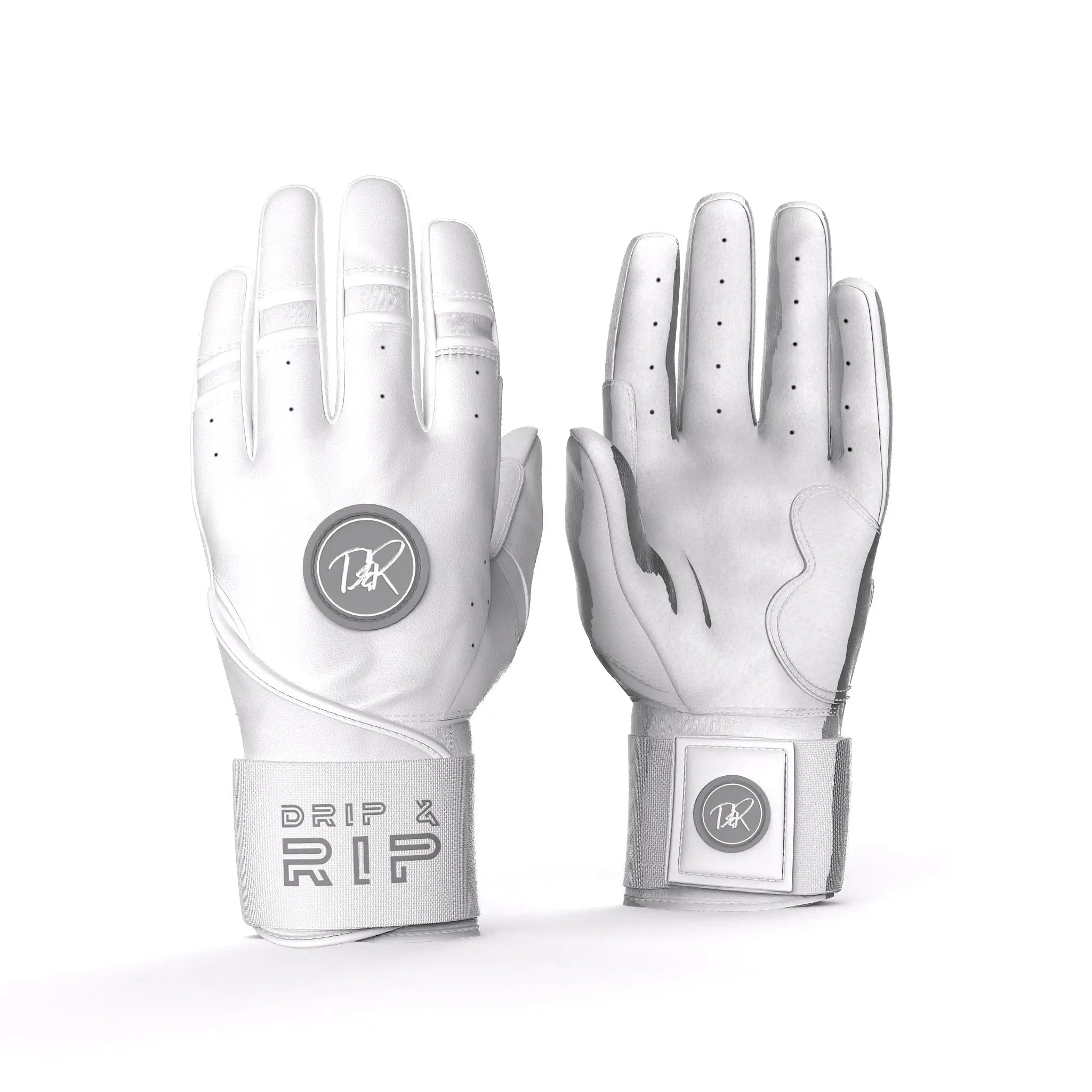 Drip & Rip™ "Baller" Series Premium Leather Long Cuff Batting Gloves Specter