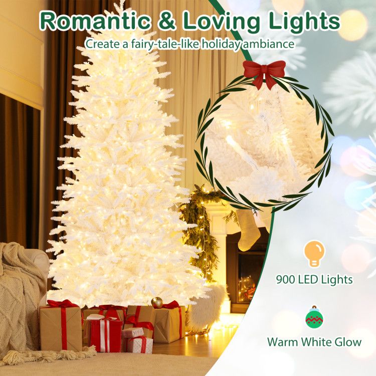 7 FT Artificial Xmas Tree with 1880 PE PVC Branch Tips for Party and Carnival