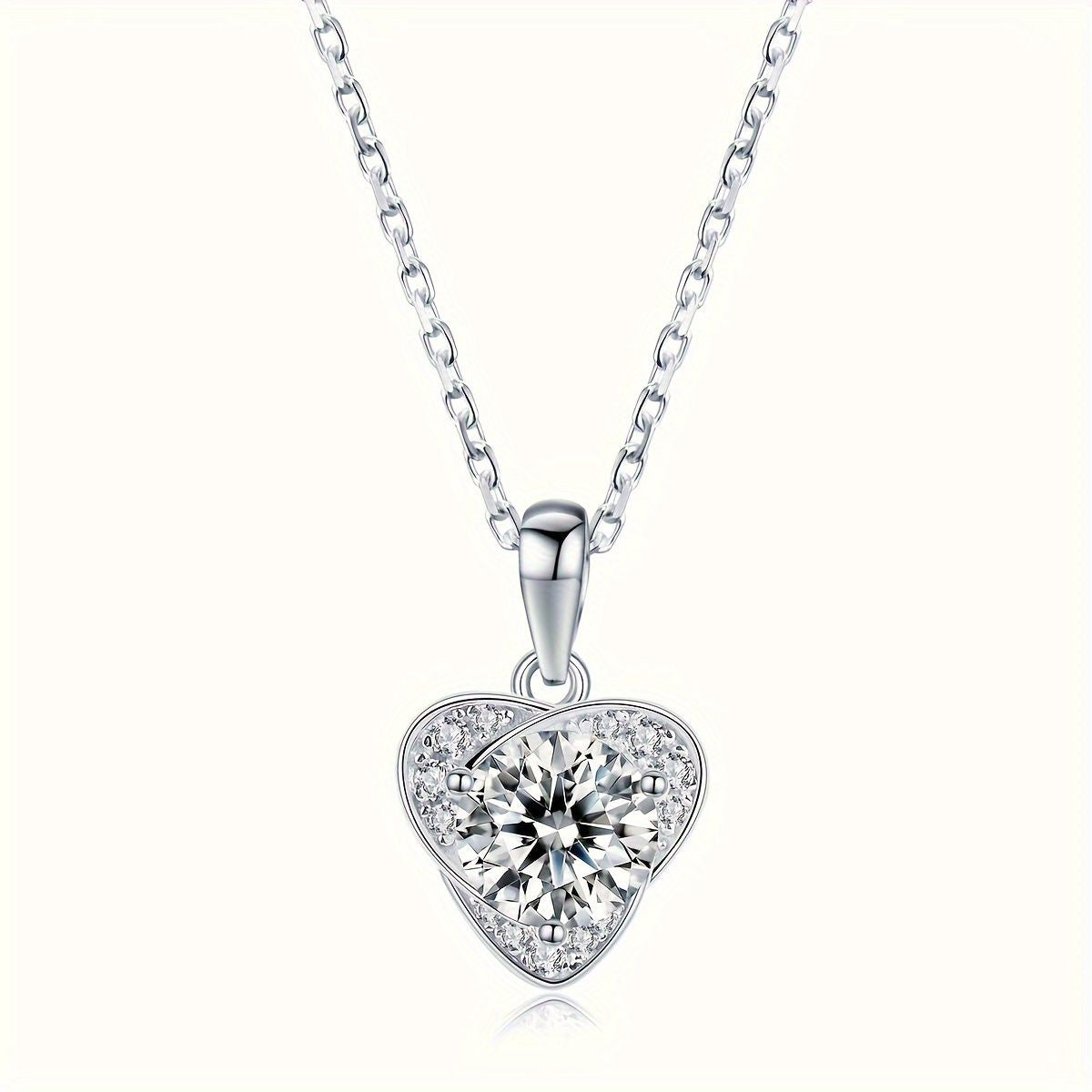 1 piece heart necklace 925 silver moissanite diamond