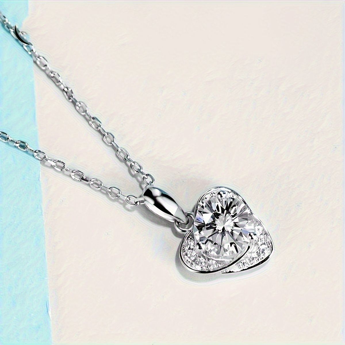 1 piece heart necklace 925 silver moissanite diamond