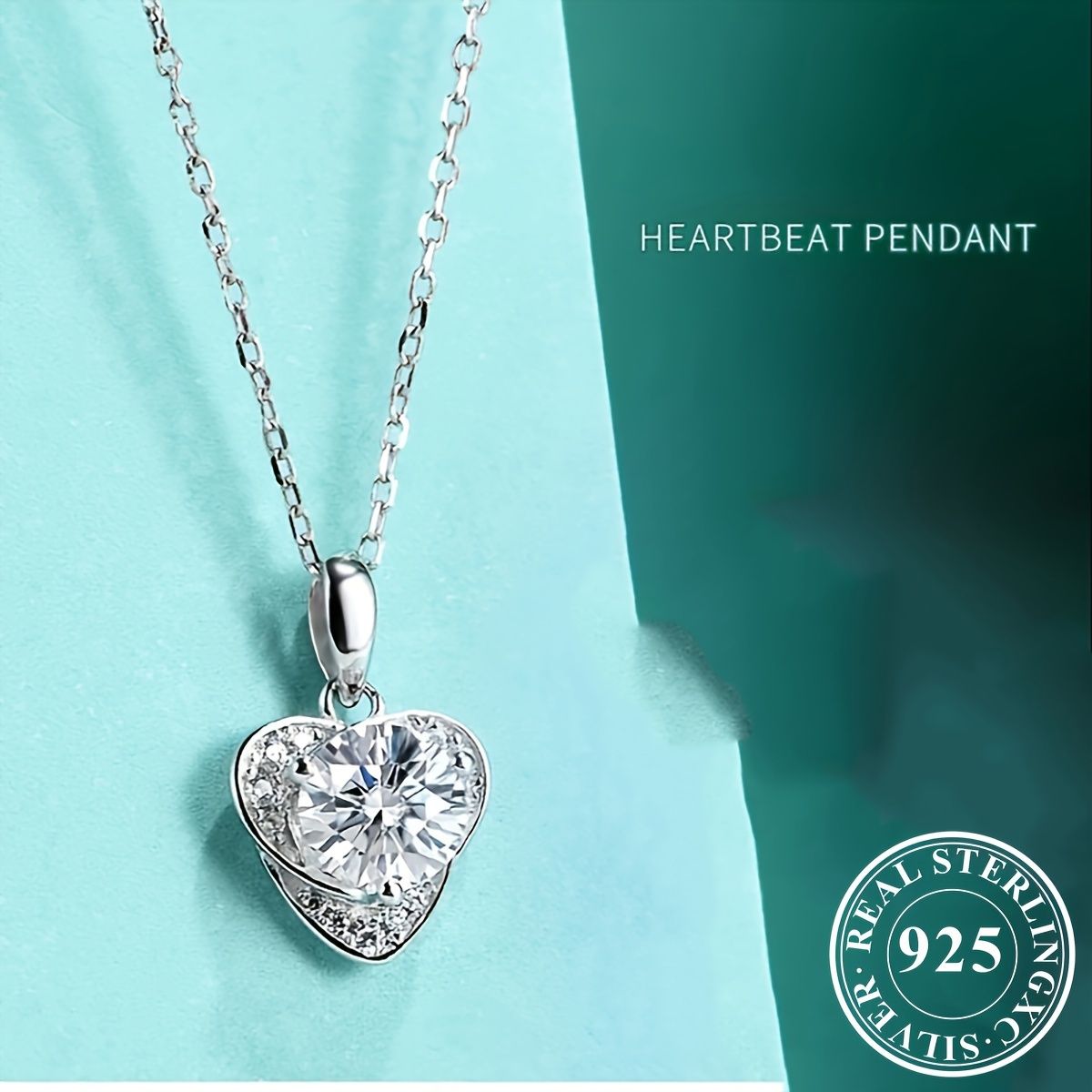 1 piece heart necklace 925 silver moissanite diamond