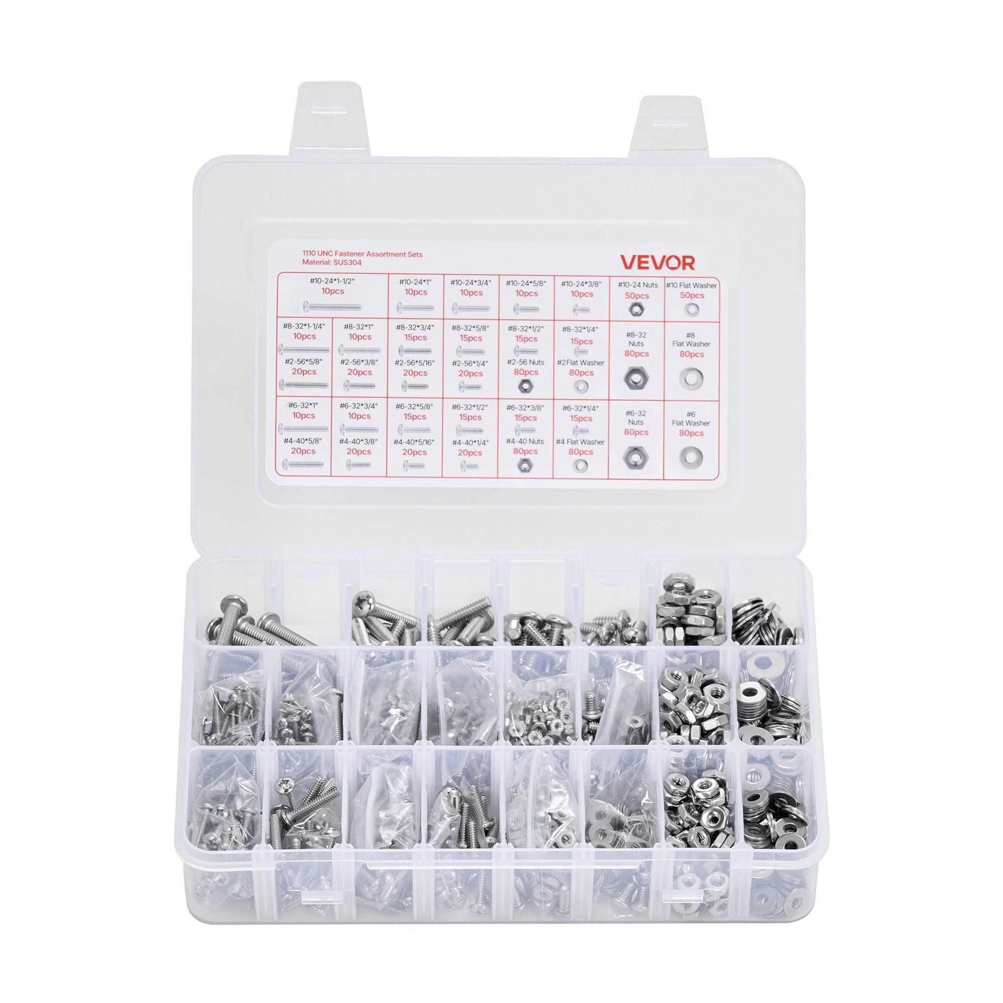 1110 Pcs Bolts Nuts Assortment Kit Imperial Stainless Steel for Furniture