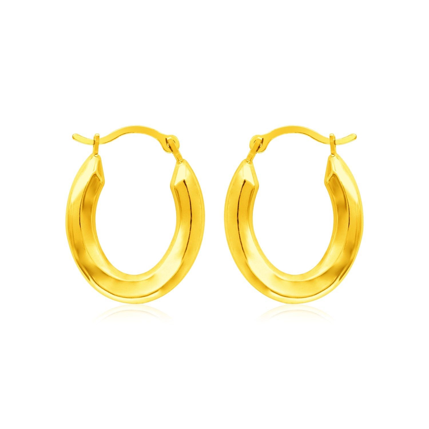 14k Yellow Gold Polished Oval Hoop Earrings