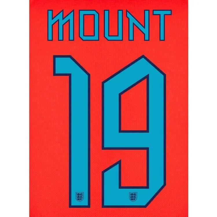 England 2022-23 Away Mount #19 Jersey Name Set