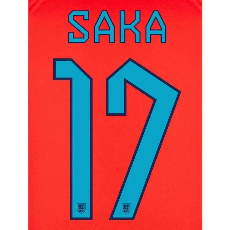 England 2022-23 Away Saka #7 Youth Jersey Name Set