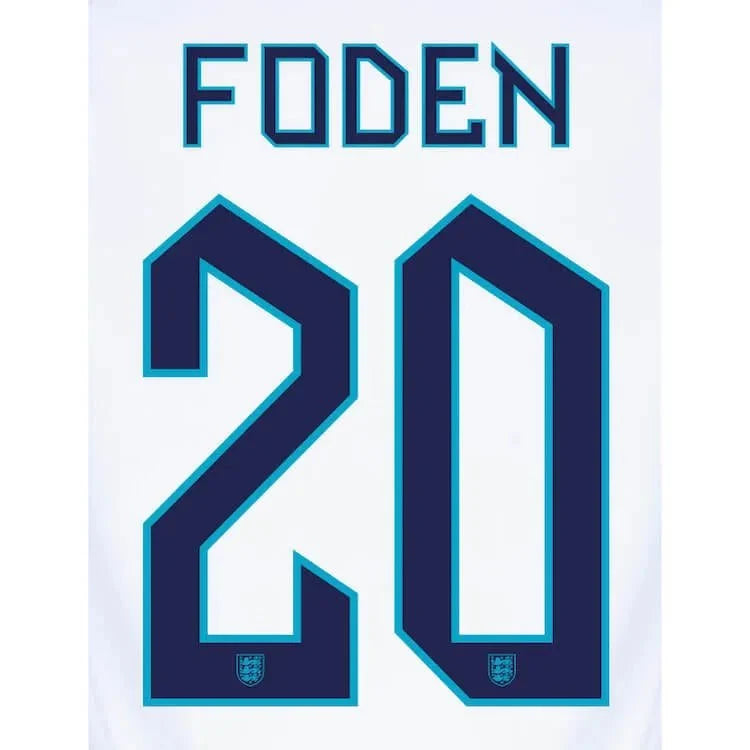 England 2022-23 Home Foden #20 Jersey Name Set
