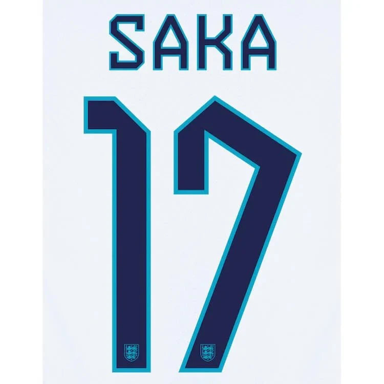 England 2022-23 Home Saka #17 Jersey Name Set