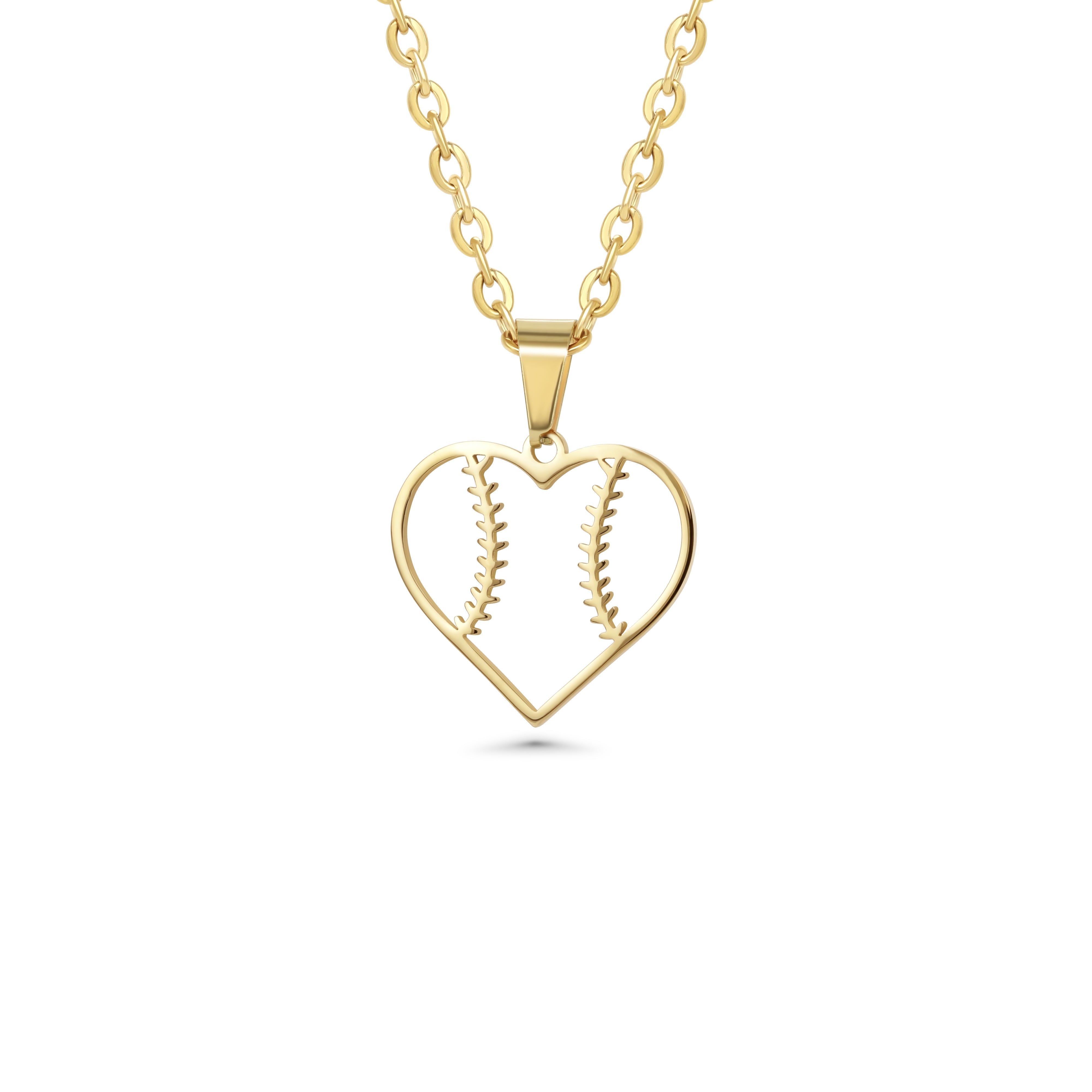 Heart Seams Baseball Necklace