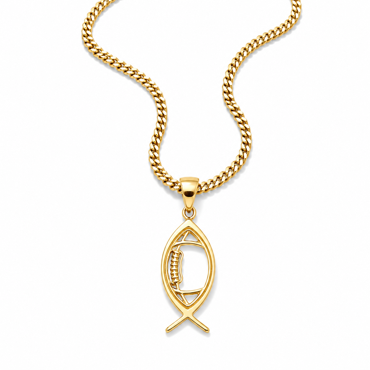 Christian Ichthys Football Necklace