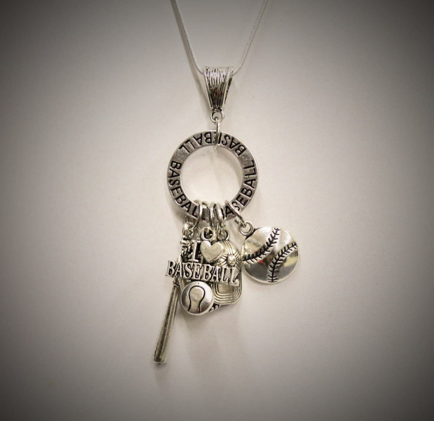 Baseball Pendant on Silver Chain, I Love Baseball, Baseball Mom, Mothers Day Gift, Gift For Her, Baseball Mama, Girlfriend Gift