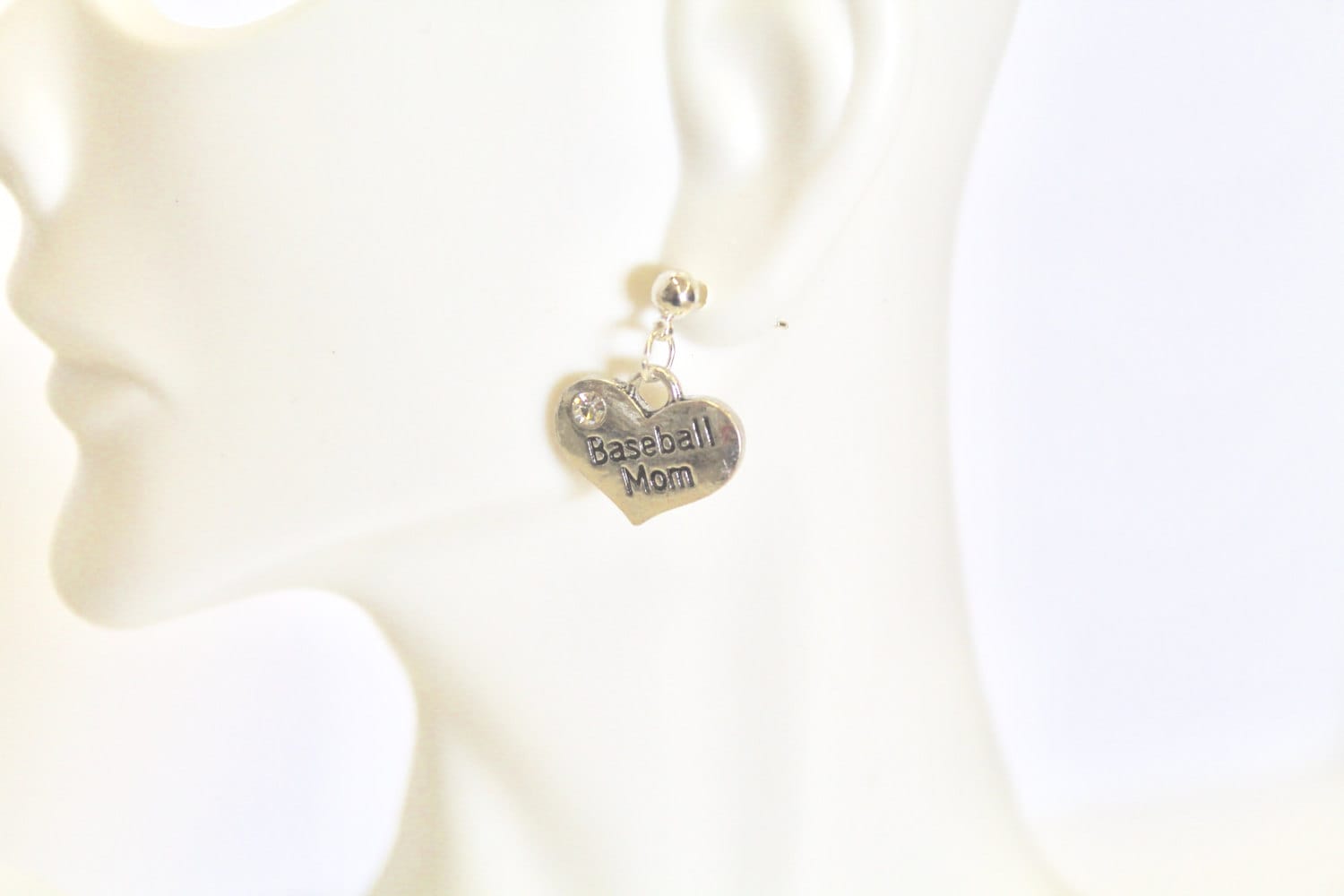 Baseball Mom Heart Earrings, Baseball Mom Earrings, Baseball Earrings, Gift For Her, Gift For Mom, Girlfriend Gift, Baseball Mom Gift