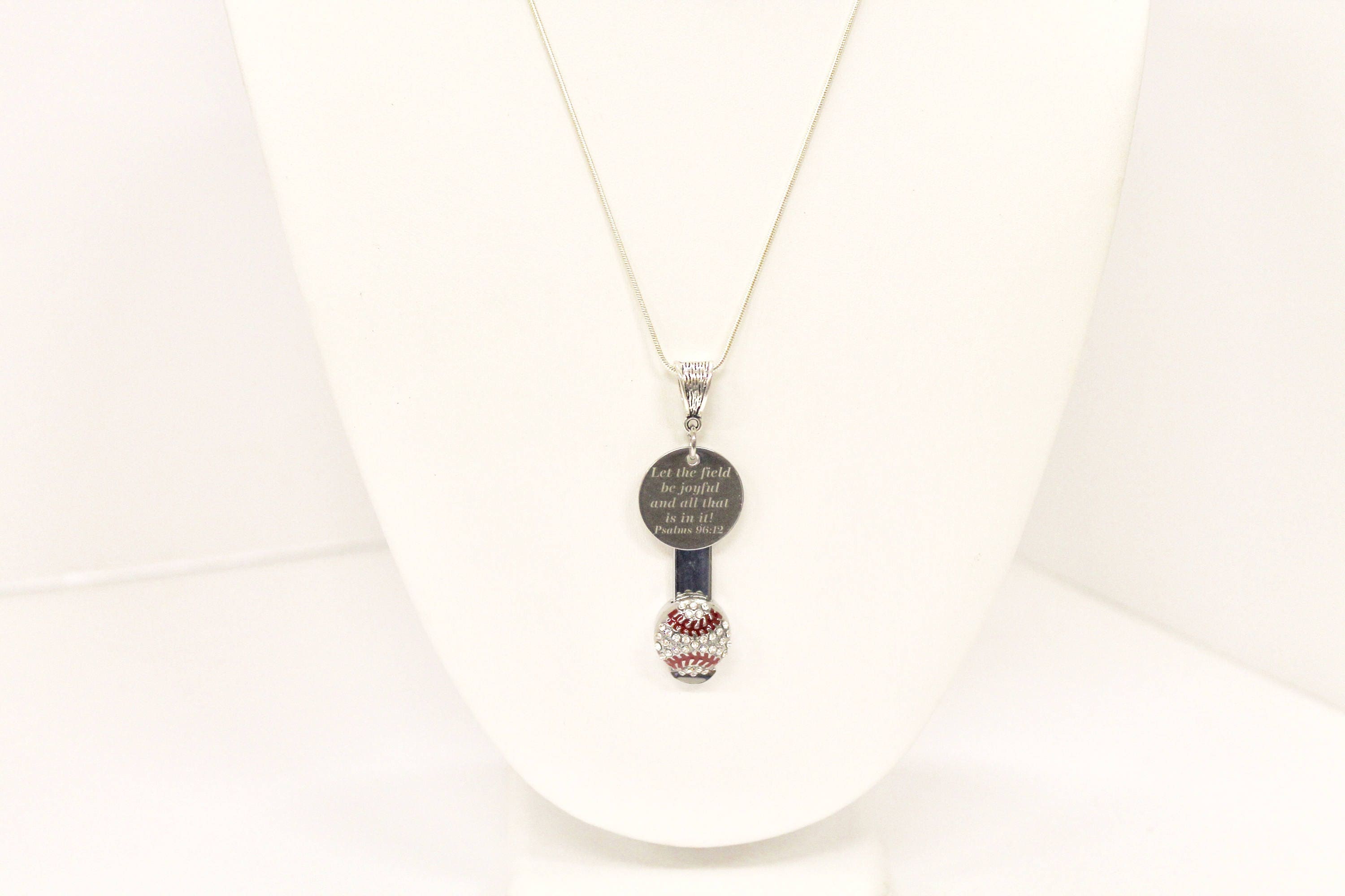 Let The Field Be Joyful Baseball Bible Verse Necklace, Psalms 96 12 Bible Verse Gift, Baseball Mom Gift for Her, Baseball Mom Team Gifts