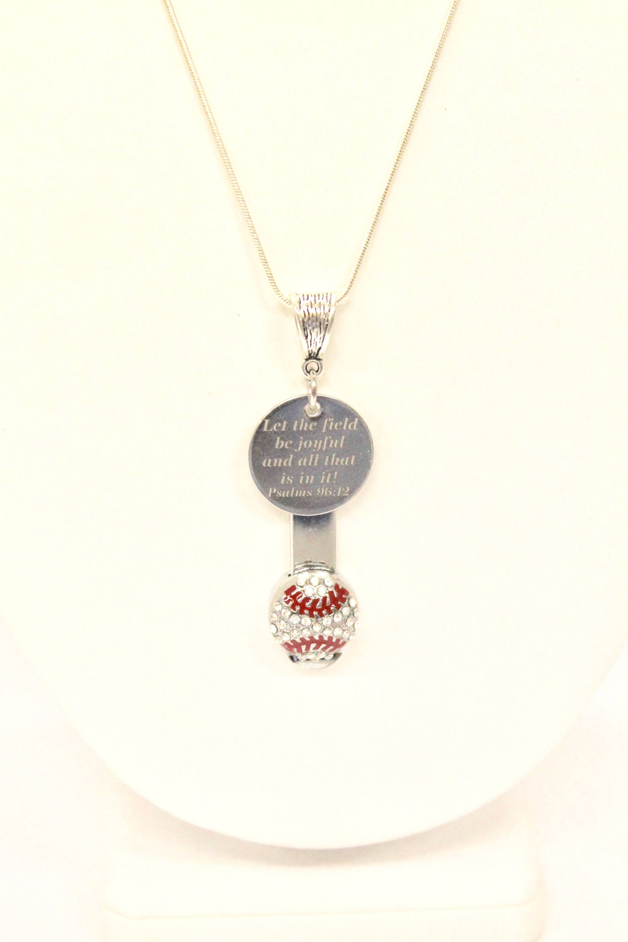 Let The Field Be Joyful Baseball Bible Verse Necklace, Psalms 96 12 Bible Verse Gift, Baseball Mom Gift for Her, Baseball Mom Team Gifts