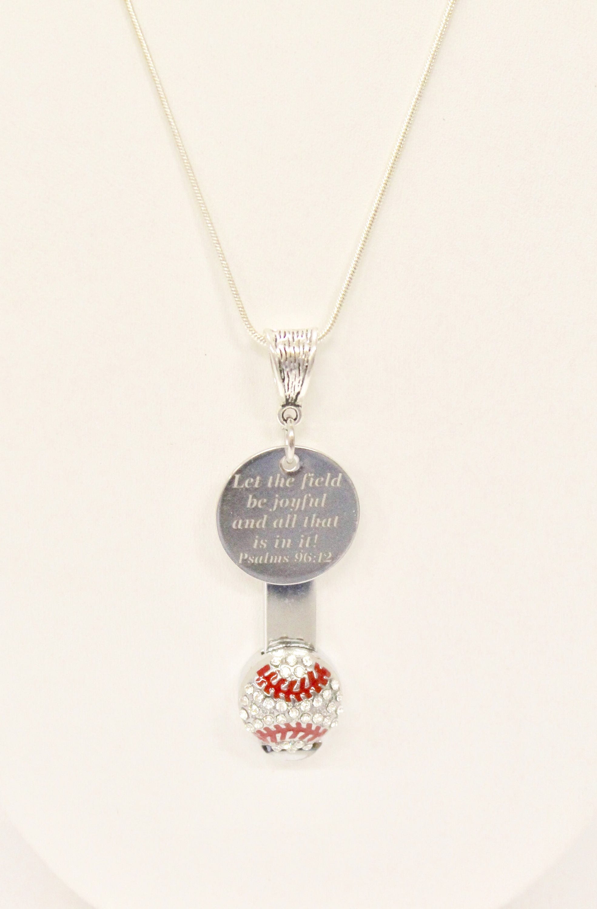 Let The Field Be Joyful Baseball Bible Verse Necklace, Psalms 96 12 Bible Verse Gift, Baseball Mom Gift for Her, Baseball Mom Team Gifts