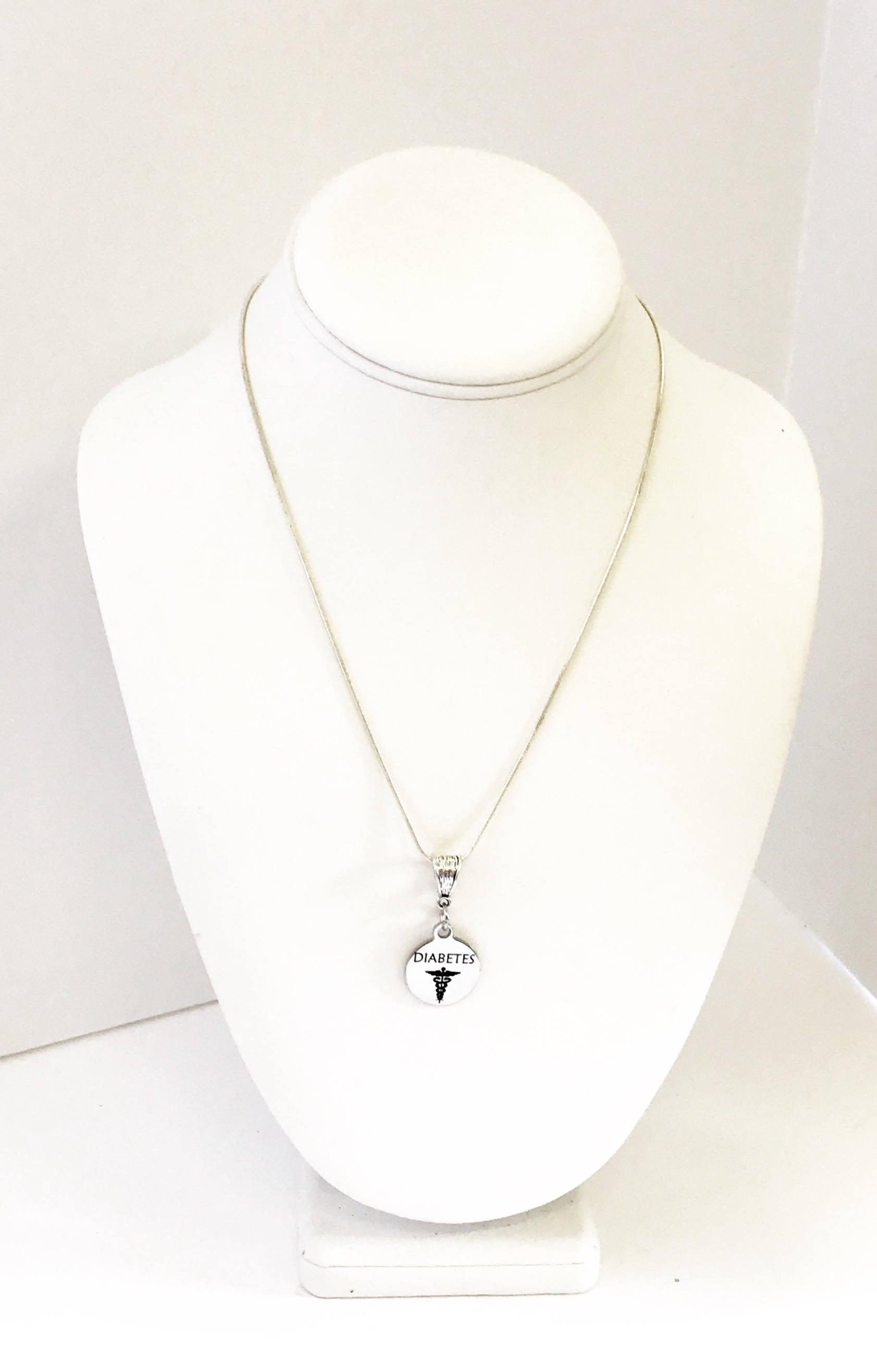 Diabetes Medical Condition Awareness SS Engraved Pendant Necklace, Medical Jewelry Gift For Her, Diabetes Jewelry, Classy Medical Jewelry