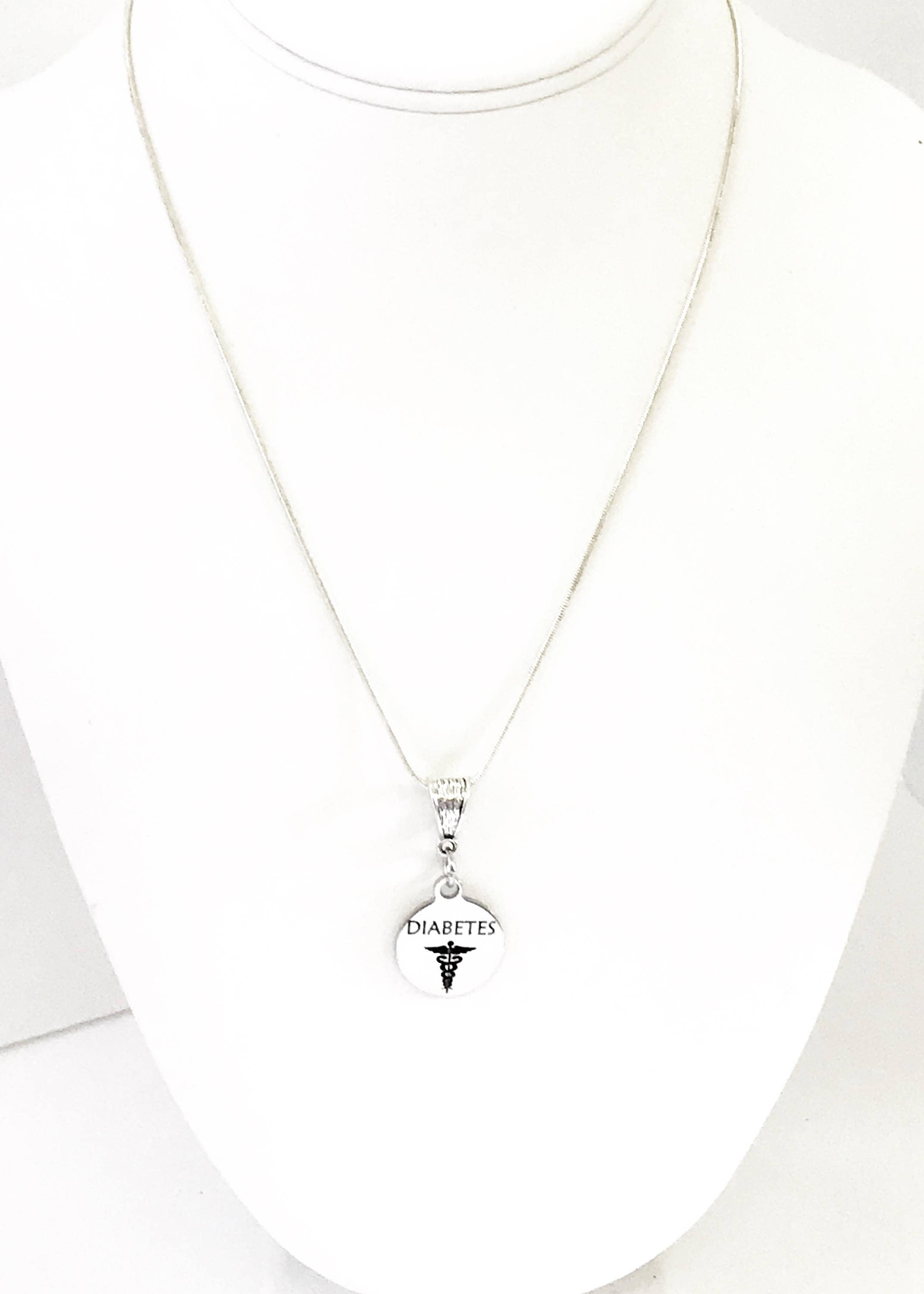 Diabetes Medical Condition Awareness SS Engraved Pendant Necklace, Medical Jewelry Gift For Her, Diabetes Jewelry, Classy Medical Jewelry