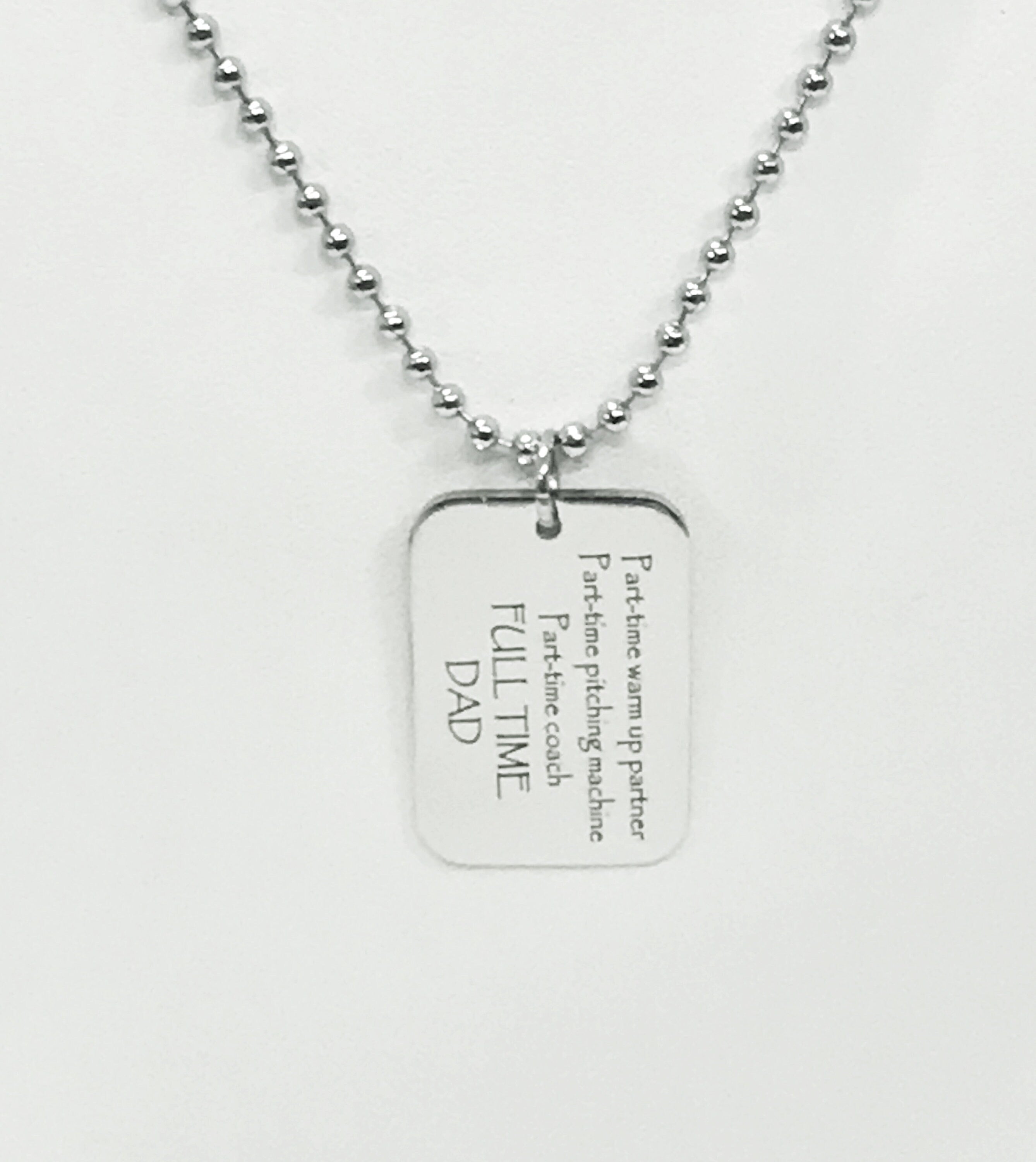 Baseball Dad Necklace, Baseball Dad Gift, Baseball Dad Charm, Dad Coach Gift, Fathers Day Gift,  Part-Time Coach, Full Time Dad Gift