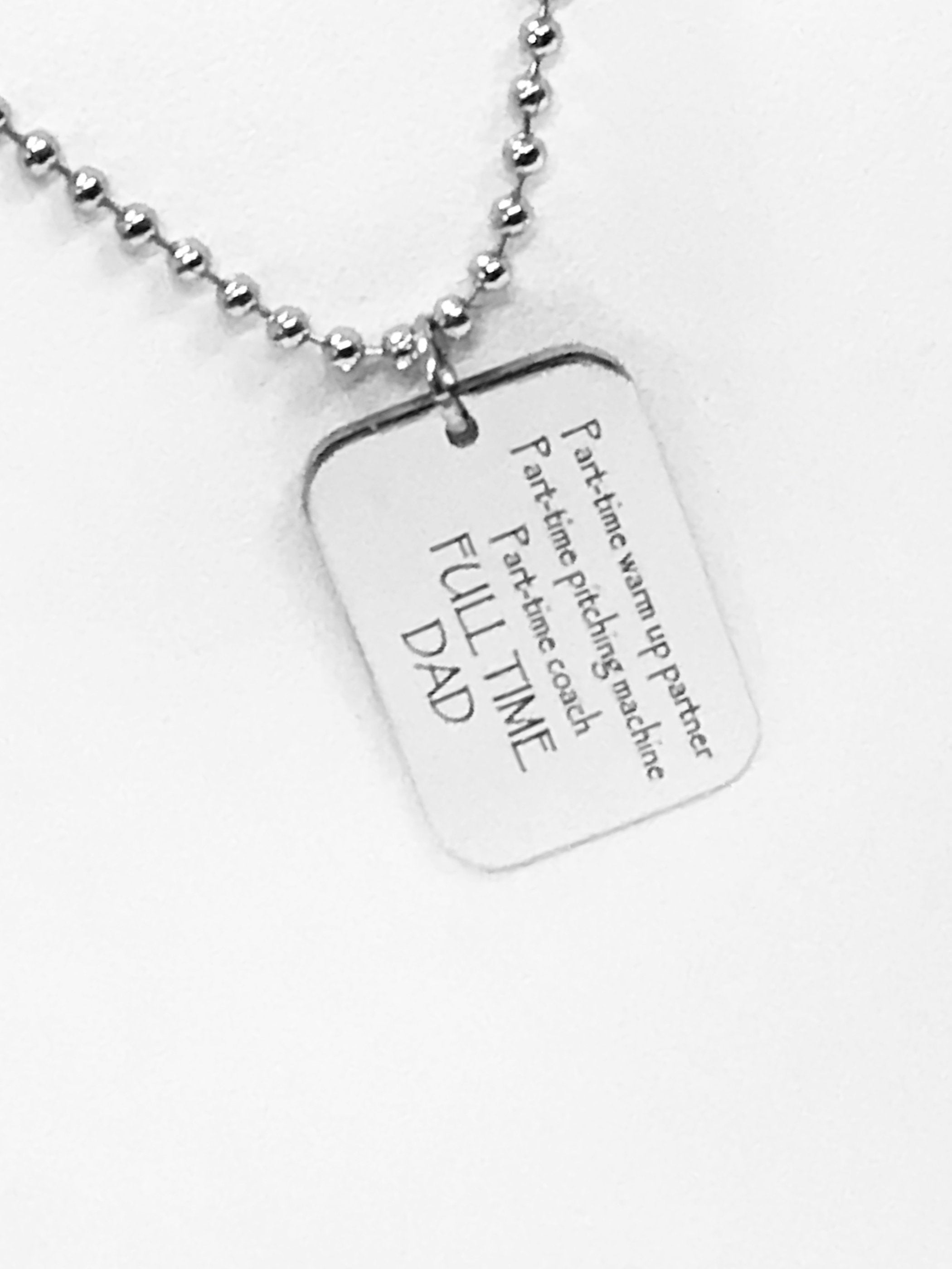 Baseball Dad Necklace, Baseball Dad Gift, Baseball Dad Charm, Dad Coach Gift, Fathers Day Gift,  Part-Time Coach, Full Time Dad Gift