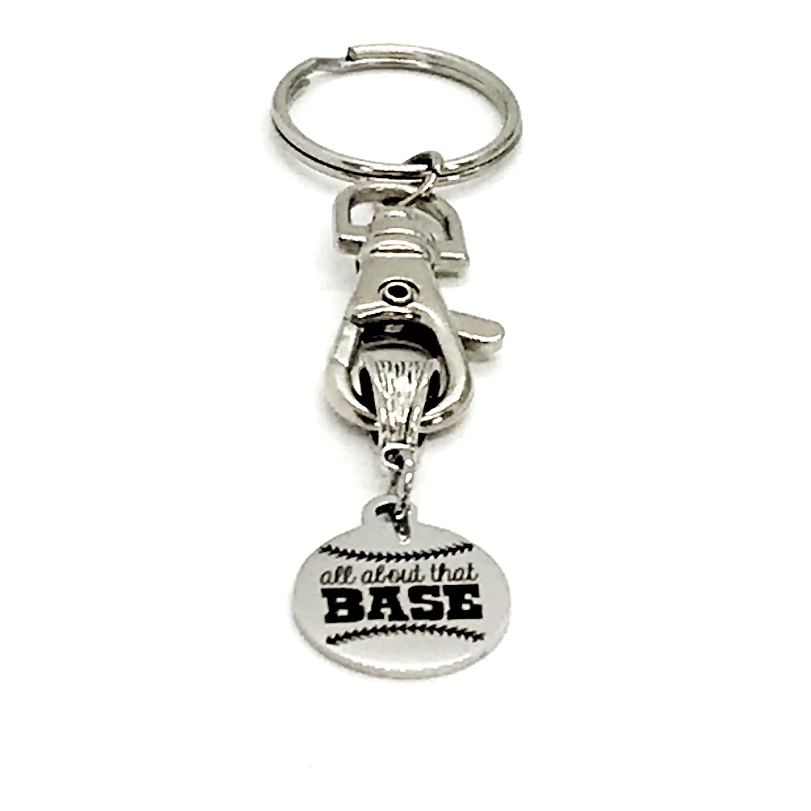 Keychain Gift, All About That BASE Keychain, Baseball Mom Keychain, Baseball Girlfriend Gift, Baseball Mothers Day Gift, Team Mom Gift