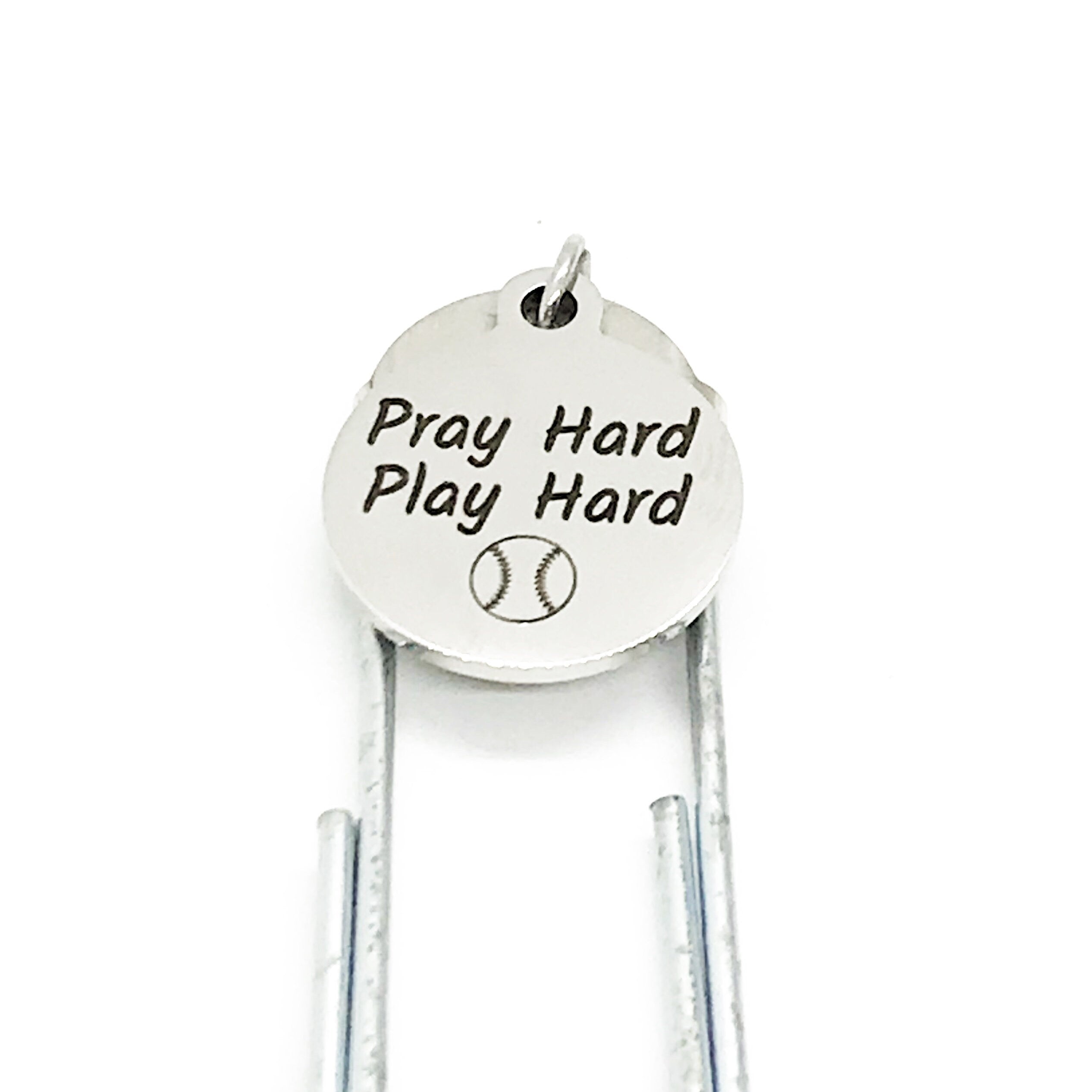 Bookmark Gift, Pray Hard Play Hard Bookmark, Christian Baseball Player Gift, Student Athlete Gift, Baseball Charm Bookmark, Team Gifts