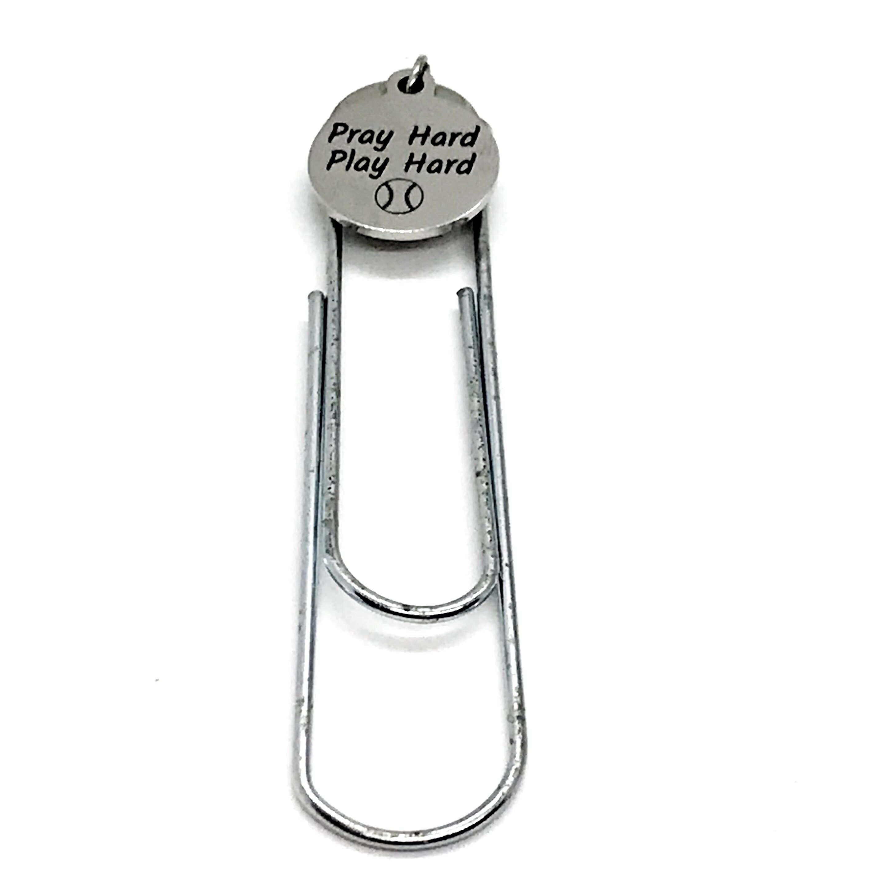 Bookmark Gift, Pray Hard Play Hard Bookmark, Christian Baseball Player Gift, Student Athlete Gift, Baseball Charm Bookmark, Team Gifts