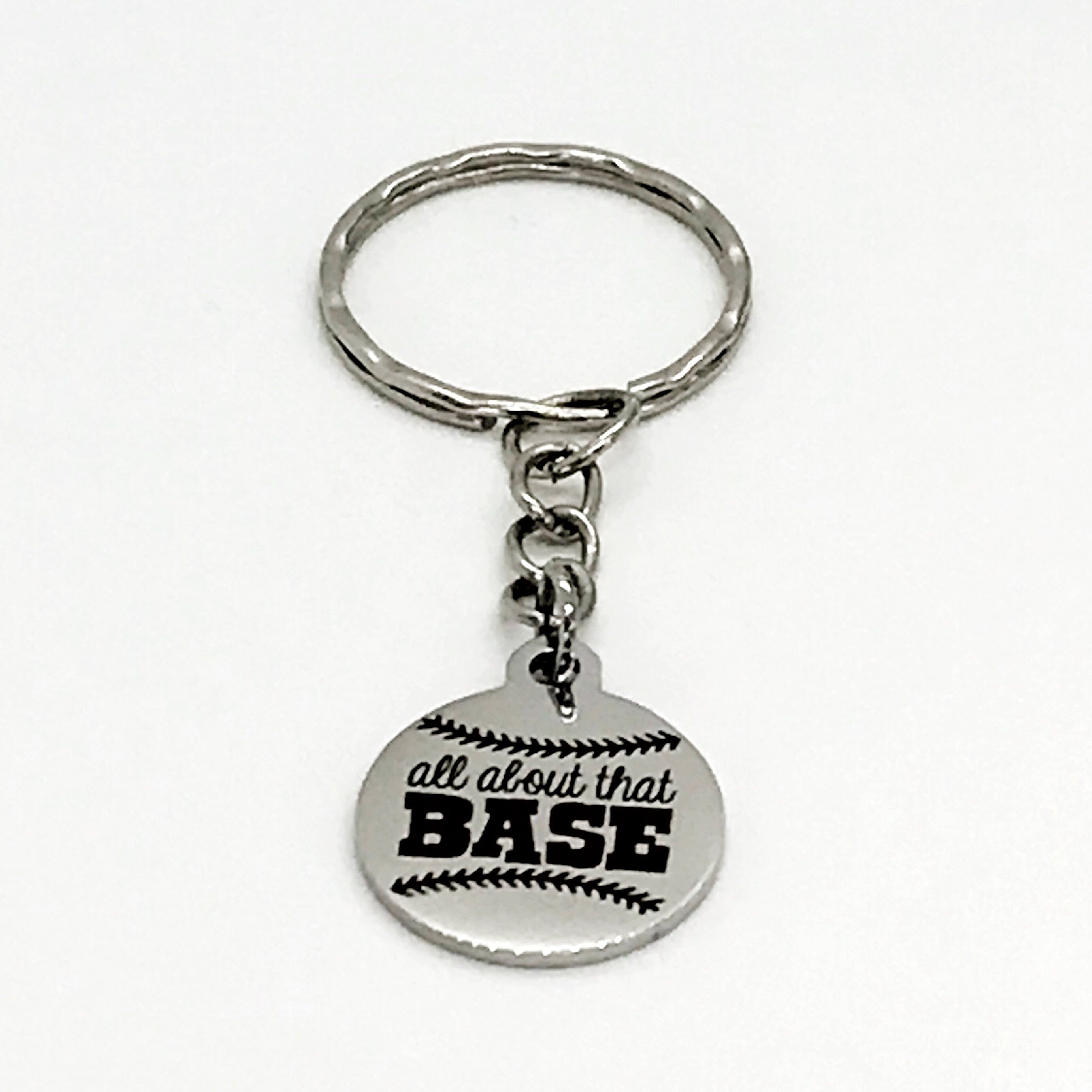 Baseball Mom Keychain, All About That BASE Keychain, Baseball Mom Gift, Baseball Player Keychain, Baseball Keychain, Baseball Team Gifts