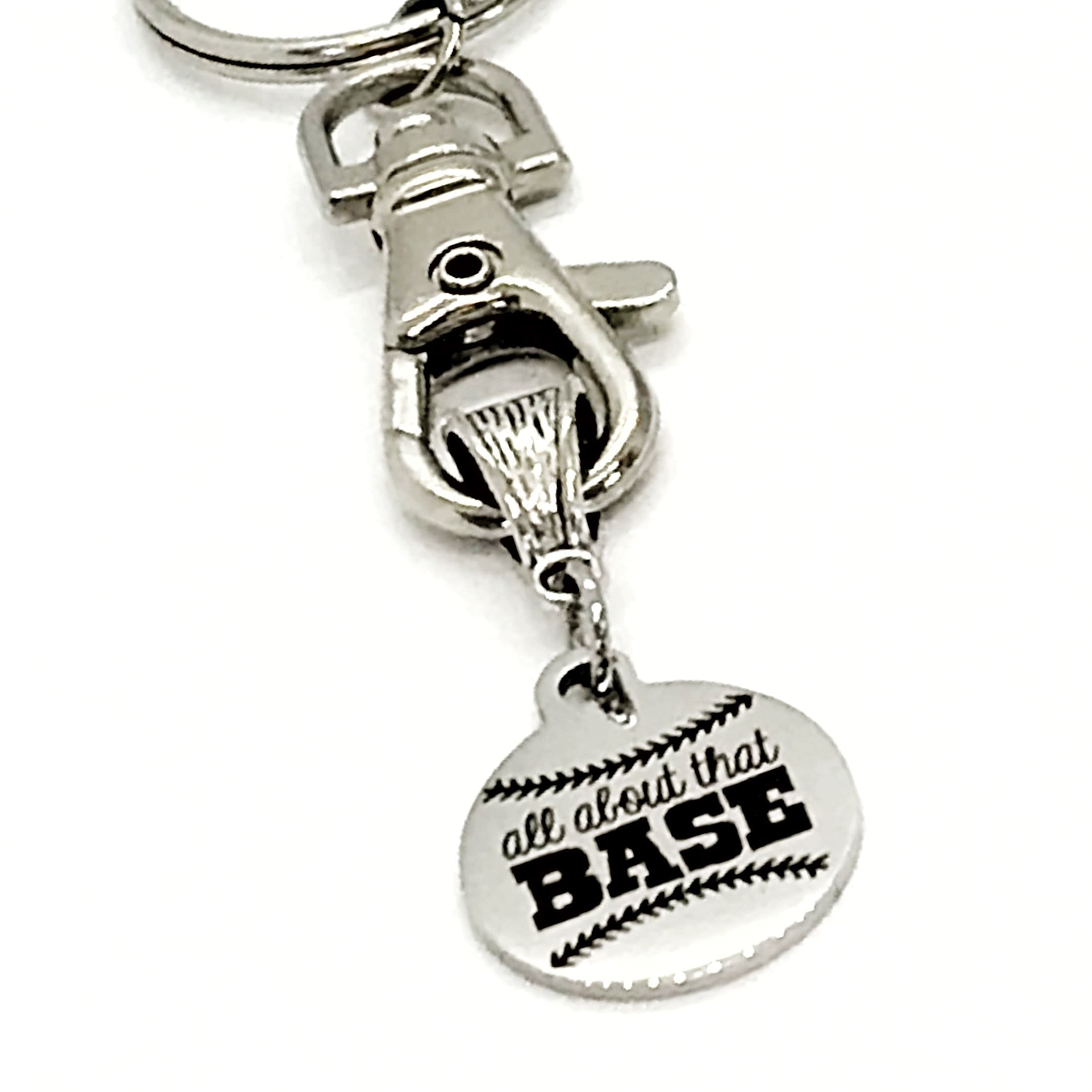 Keychain Gift, All About That BASE Keychain, Baseball Mom Keychain, Baseball Girlfriend Gift, Baseball Mothers Day Gift, Team Mom Gift