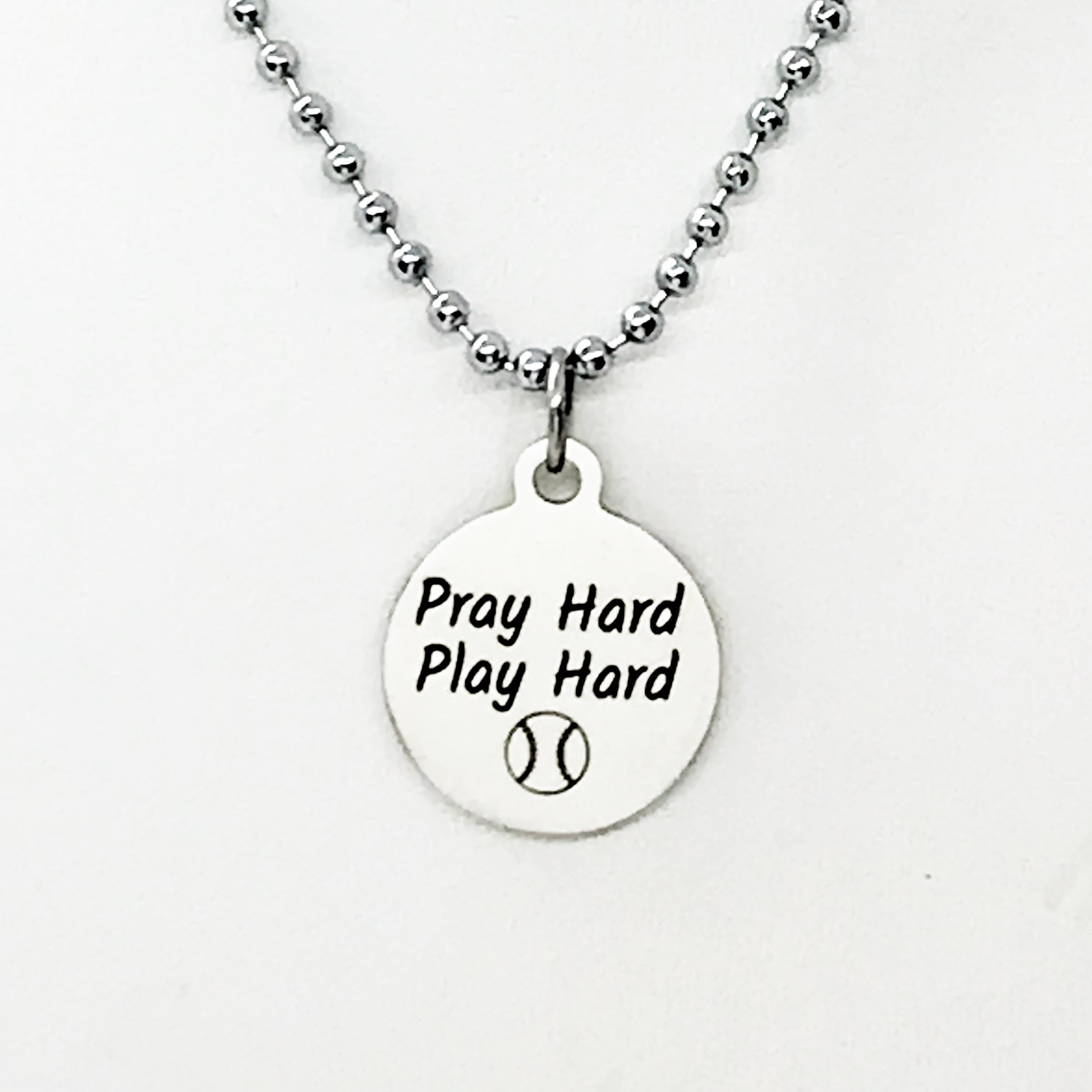 Baseball Player Gift, Pray Hard Play Hard Necklace, Baseball Player Necklace, Christian Baseball Player, Team Gifts, Baseball Mom Gift