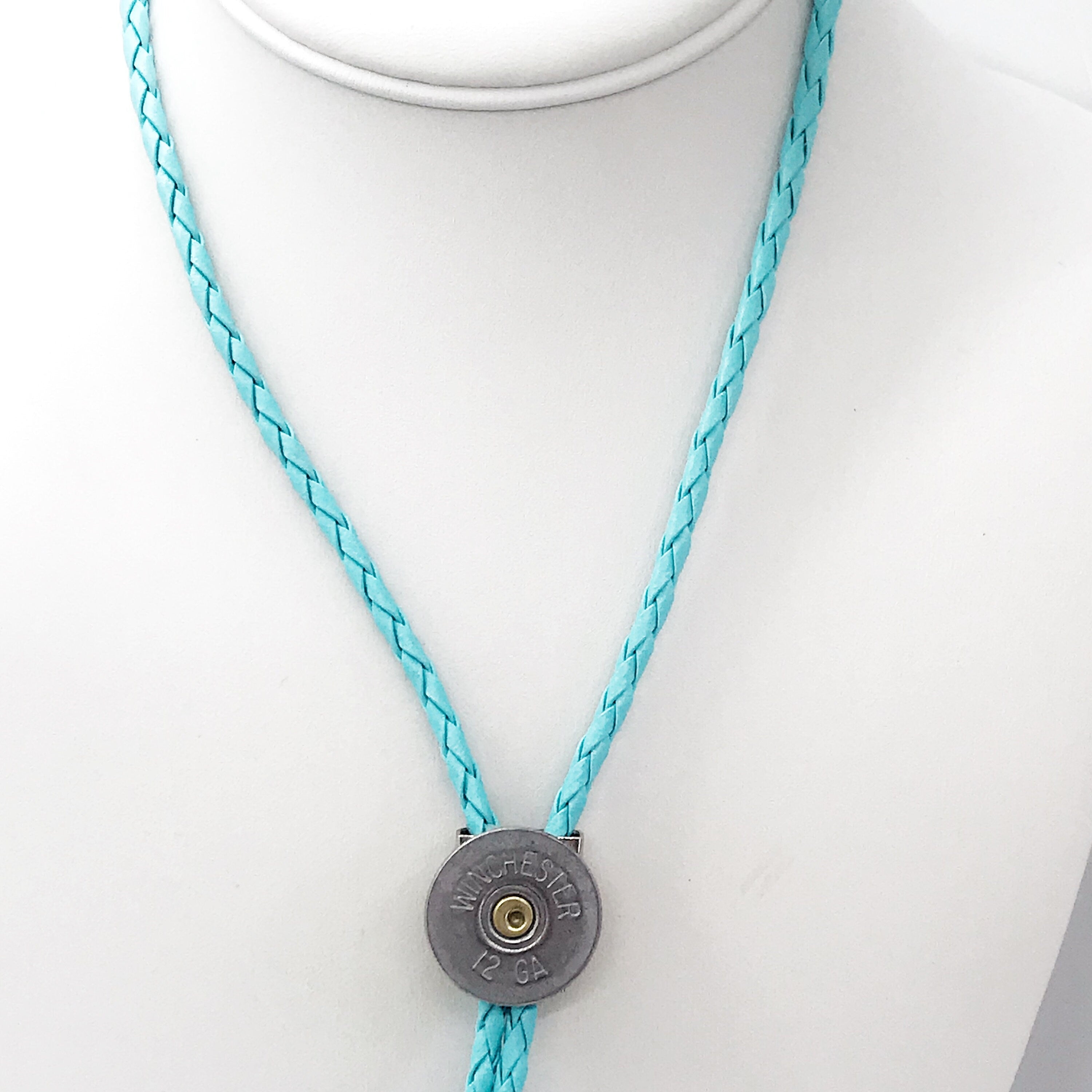 12 Gauge Shotgun Shell Bolo Tie, Turquoise Cord Bola Tie Gift For Him, Southwestern Style, Shooting Sports, Western Jewelry, Gift For Dad