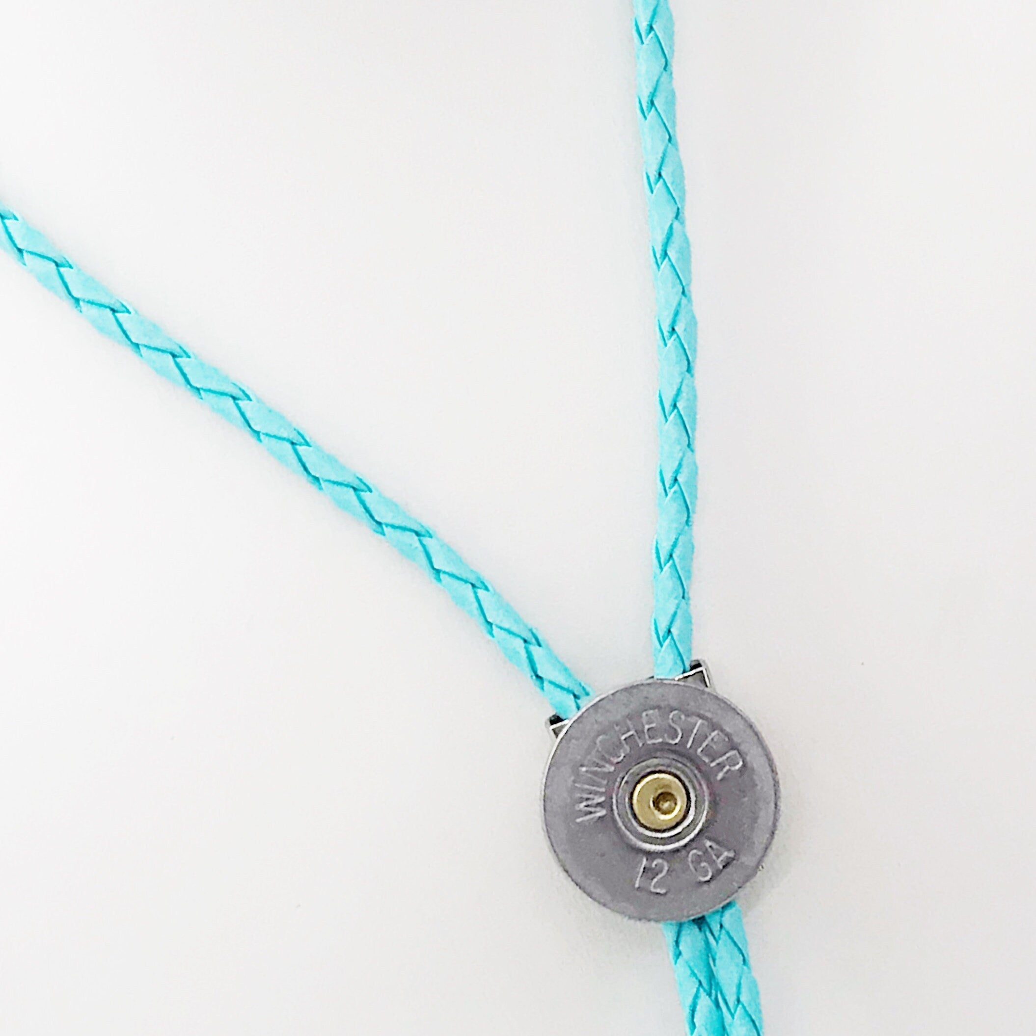 12 Gauge Shotgun Shell Bolo Tie, Turquoise Cord Bola Tie Gift For Him, Southwestern Style, Shooting Sports, Western Jewelry, Gift For Dad