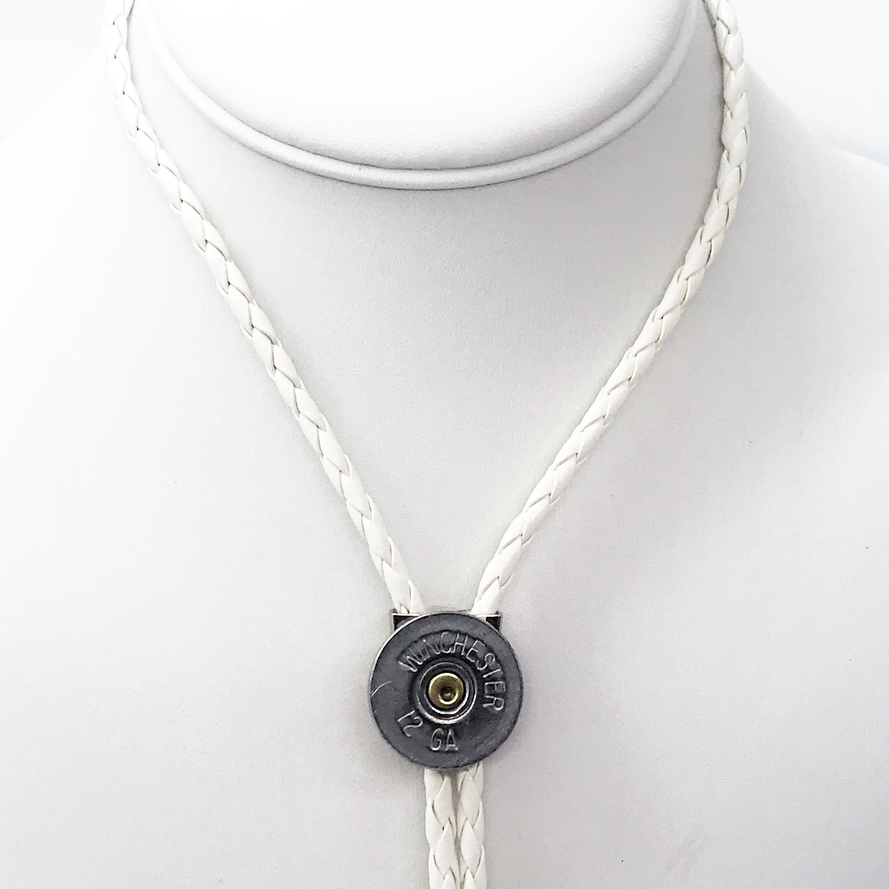 12 Gauge Shotgun Shell Bolo Tie, Cream Cord Bola Tie Gift For Him, Southwestern Style, Shooting Sports, Western Jewelry, Gift For Dad