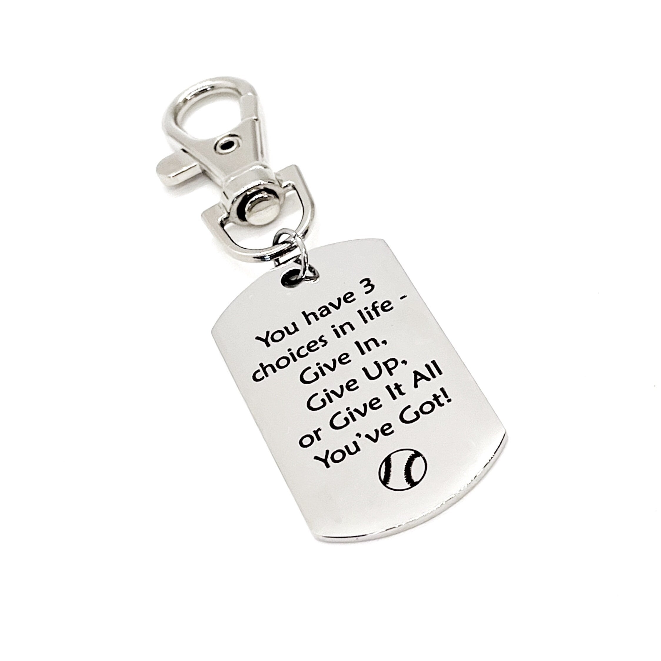 Athlete Gift, Three Choices Clip On Charm, Baseball Quote, Softball Quote, Softball Gift, Baseball Gift, Son Gift, Daughter Gift, Bag Charm