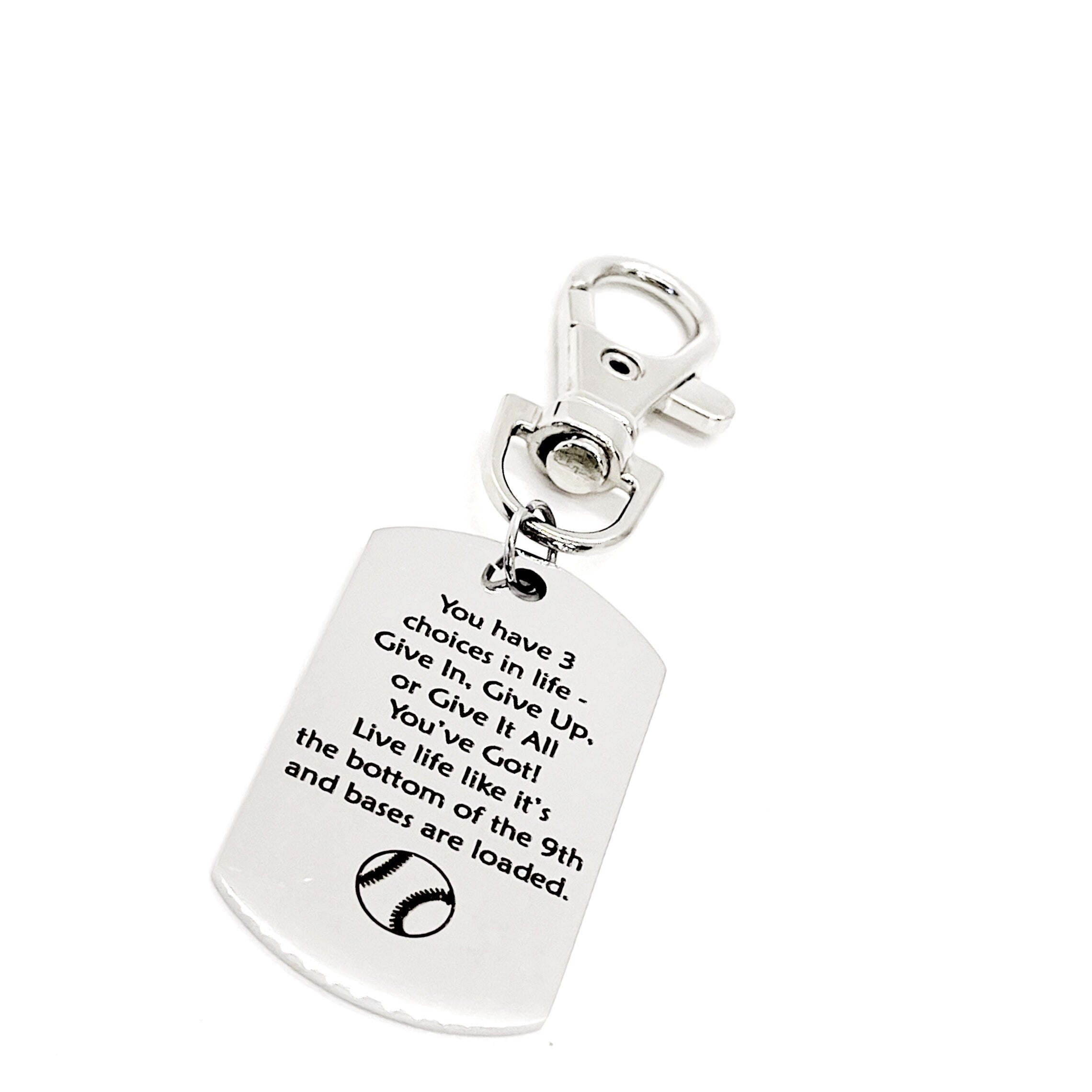 Athlete Gift, Three Choices Clip On Charm, Baseball Player Gift, Baseball Quote, Baseball Gift, Son Gift, Bat Bag Charm, Baseball Team Gifts